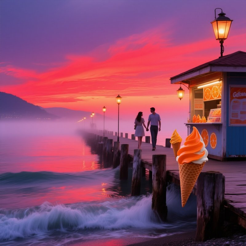 A Misty Seaside Pier In Sochi At Sunset