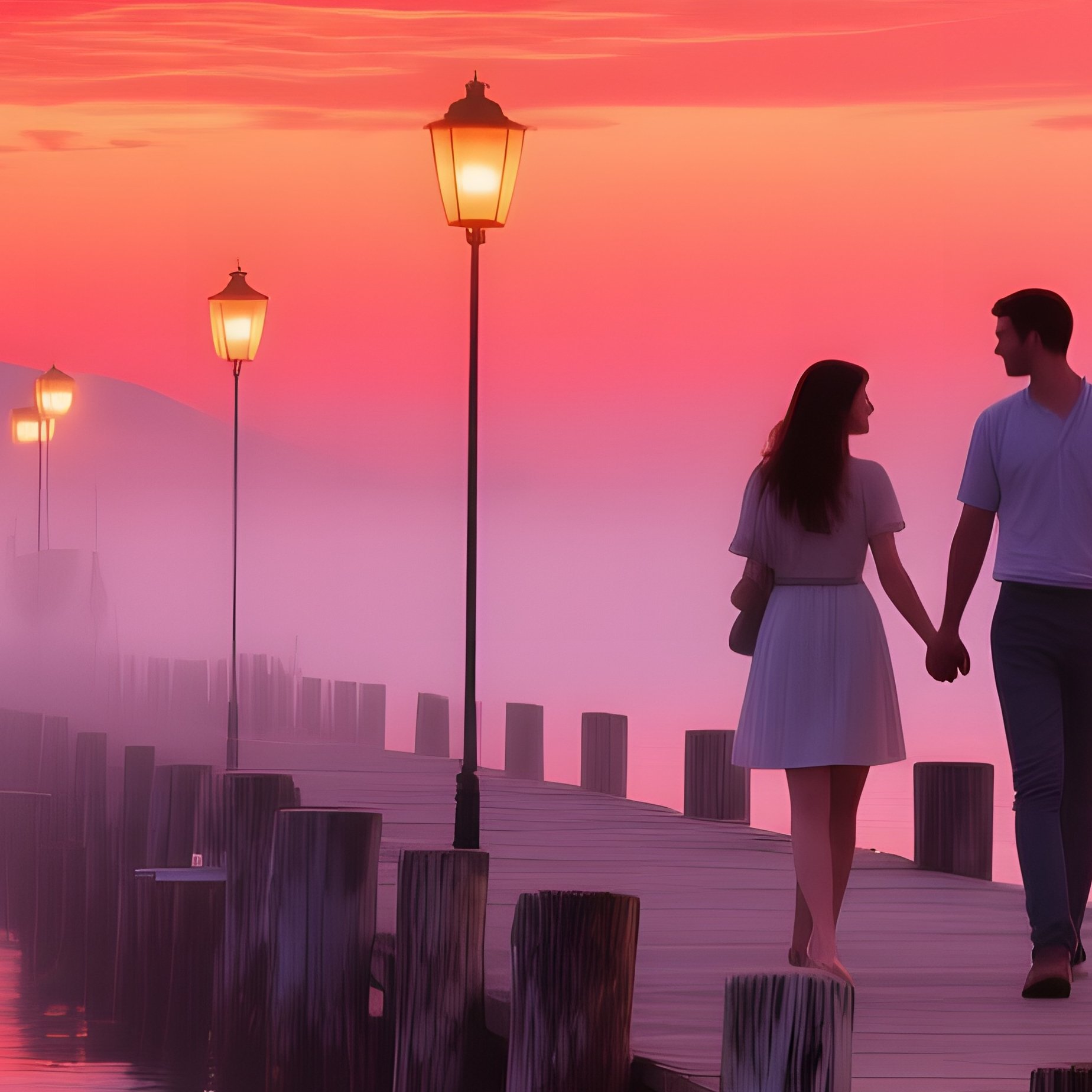 A Misty Seaside Pier In Sochi At Sunset - Full Resolution Quality Preview