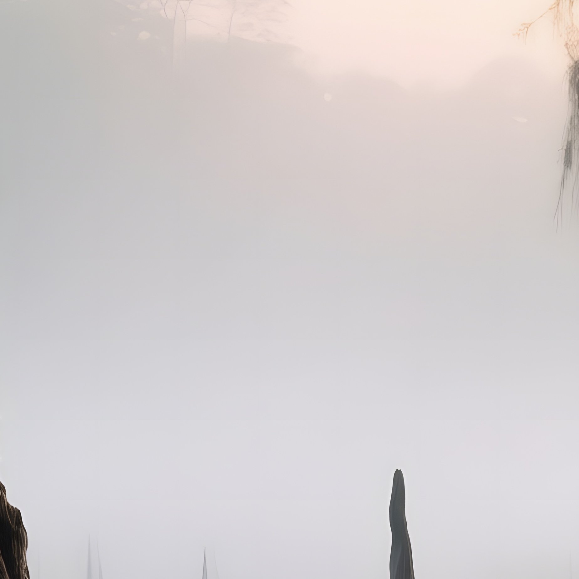 A Misty Swamp Scene Where Gnarled Cypress Knees Rise From Water, Their Bark Dark And Textured - Full Resolution Quality Preview