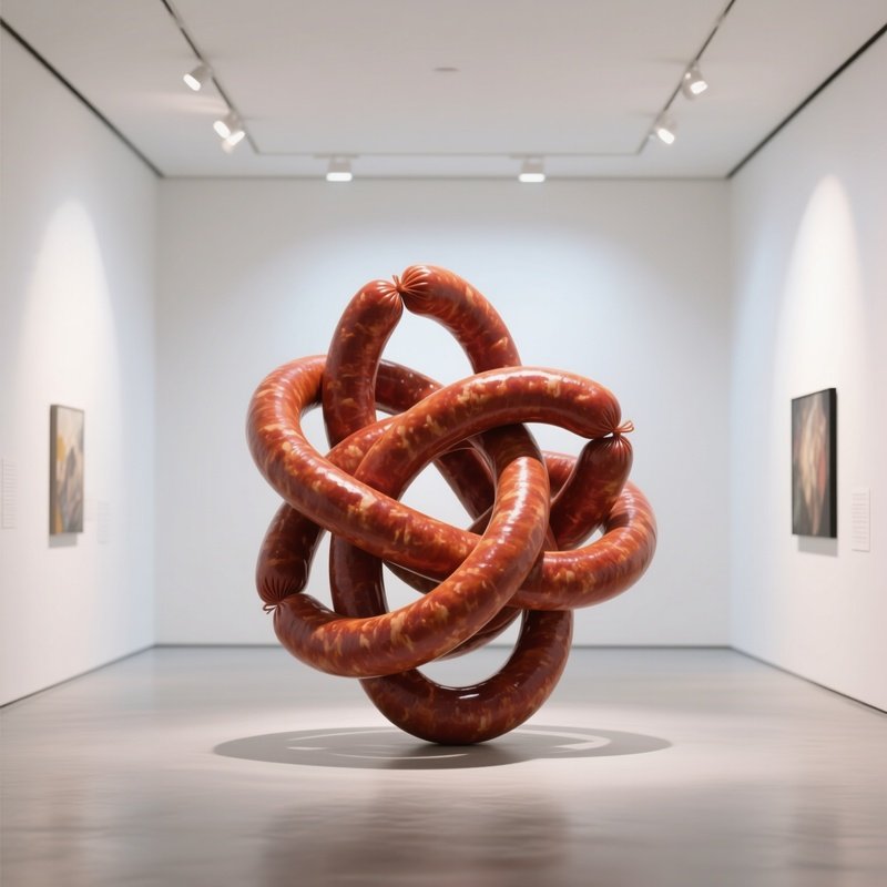 A Modern Art Gallery With Stark White Walls, Illuminated By Soft Spotlights On An Abstract