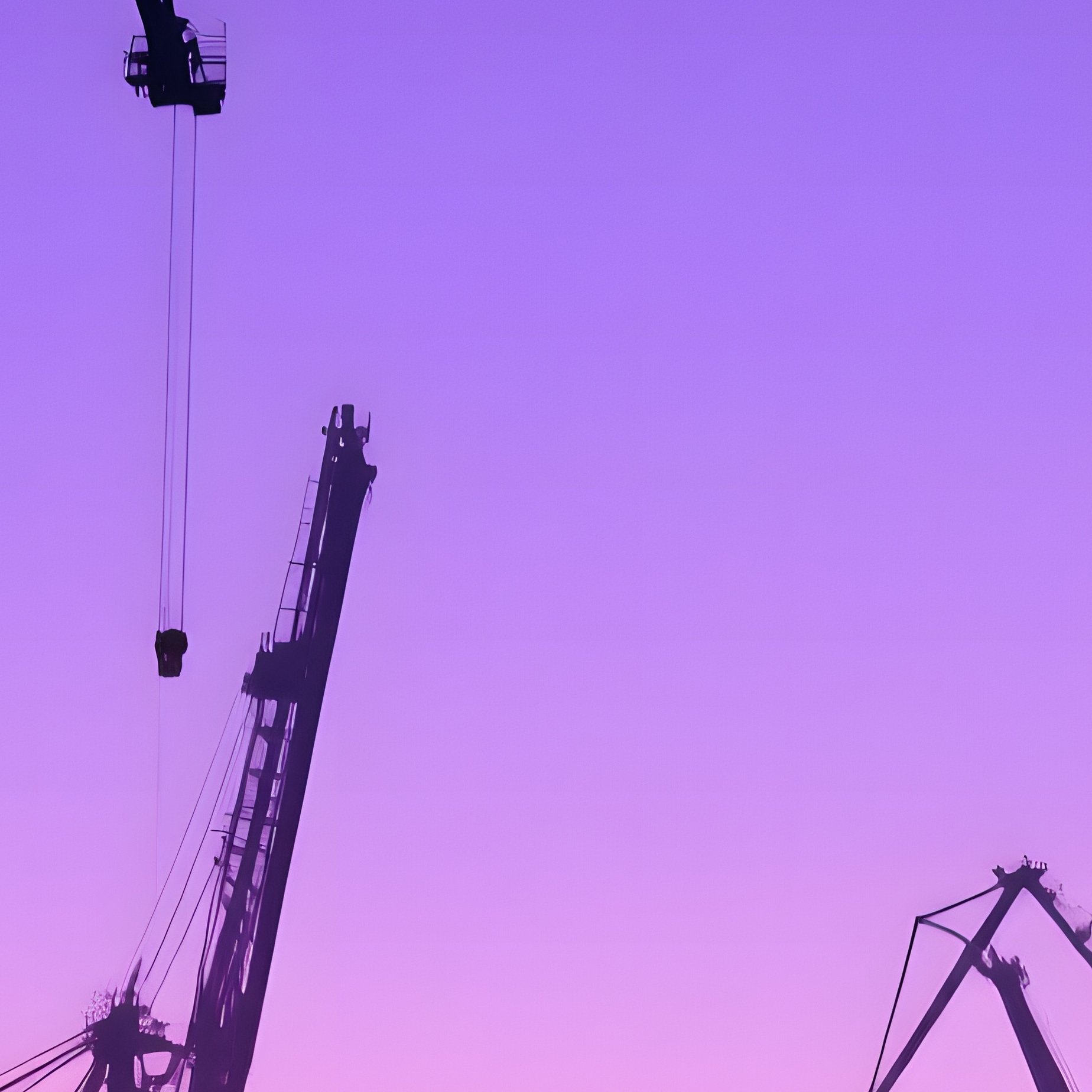 A Modern Cargo Port At Dusk, Towering Cranes Silhouetted Against A Violet Sky, Containers Stacked - Full Resolution Quality Preview