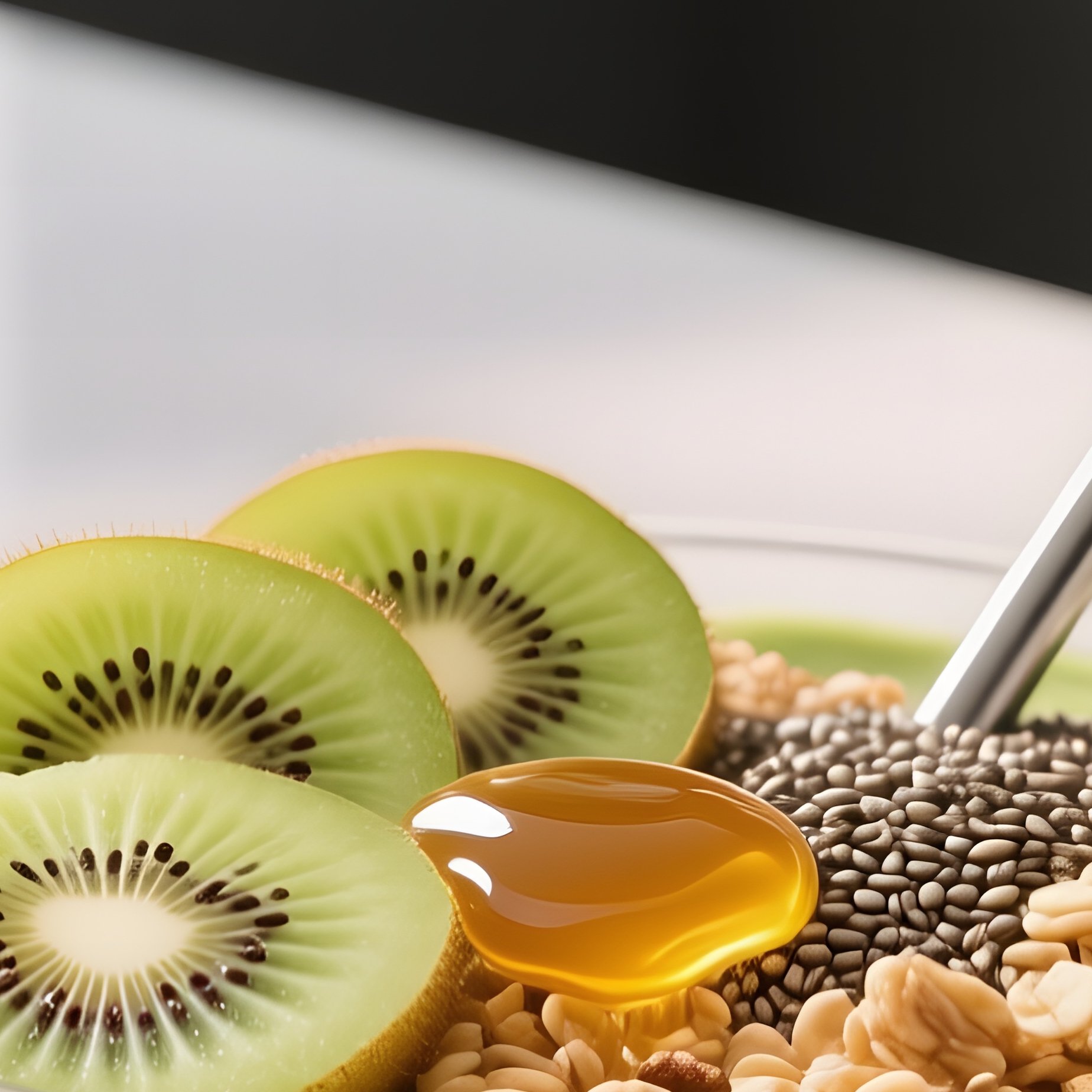 A Modern Kitchen Counter Under Bright Daylight, Showcasing A Vibrant Smoothie Bowl Topped With - Full Resolution Quality Preview