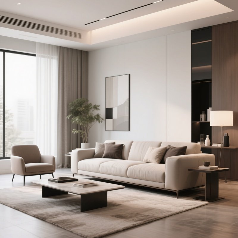 A Modern Living Room Featuring A Designer Sofa And Clean Styling