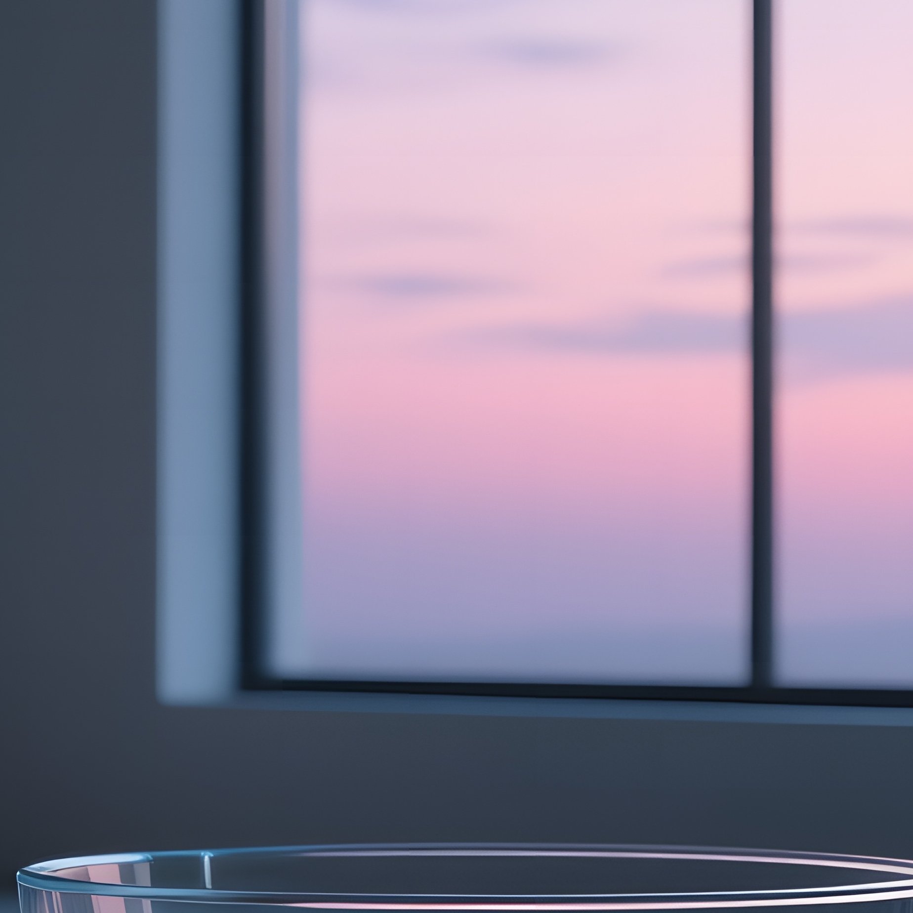 A Modern Minimalist Altar On A Concrete Floor At Twilight, Soft Blue Led Strips Outlining A Glass - Full Resolution Quality Preview
