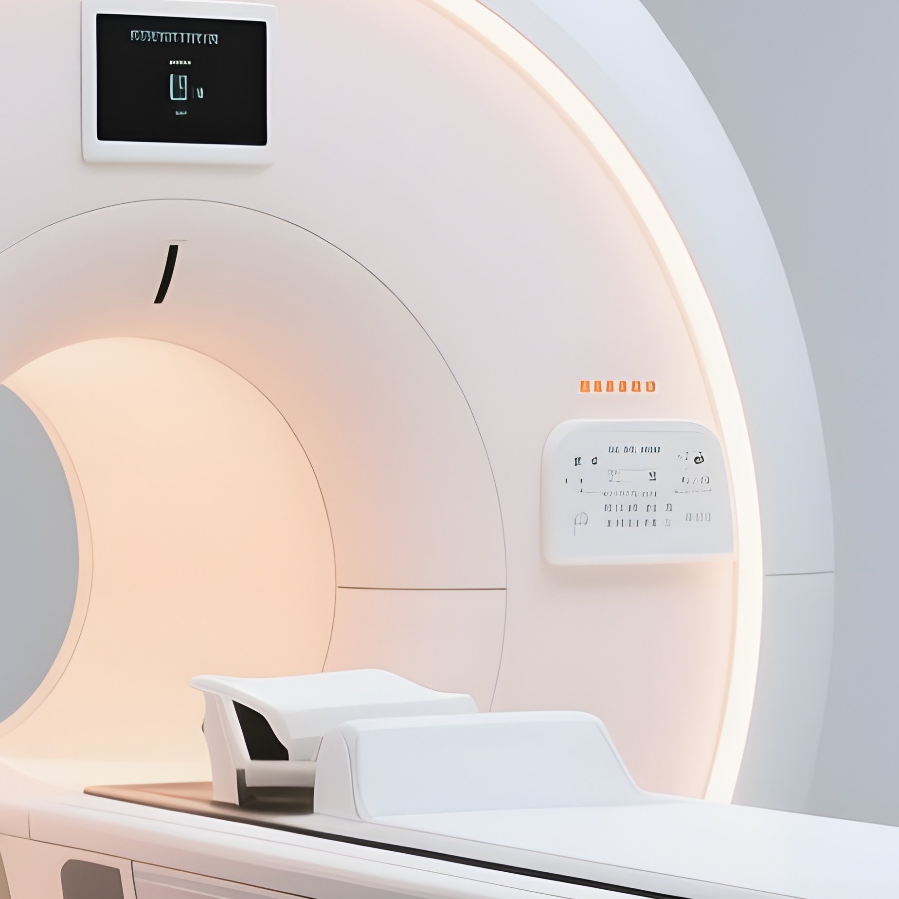 A Modern Mri Machine Glowing Softly In A White Imaging Suite - Full Resolution Quality Preview