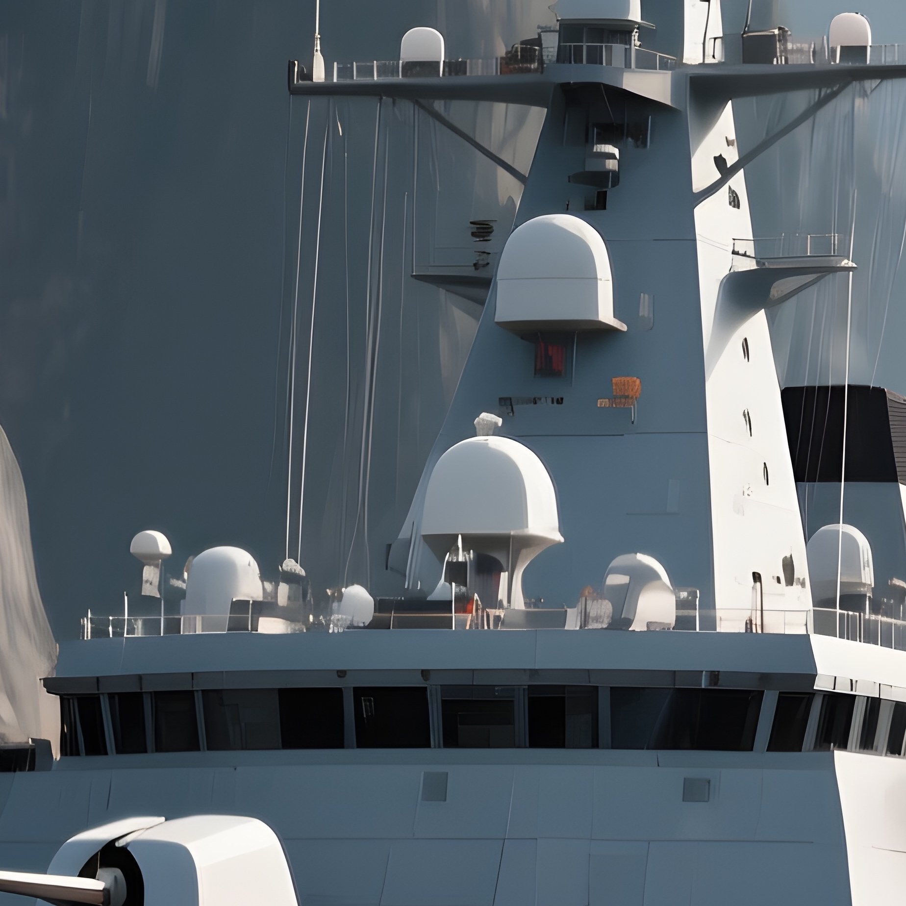 A Modern Naval Craft Cruising Alongside Tall Cliffs - Full Resolution Quality Preview