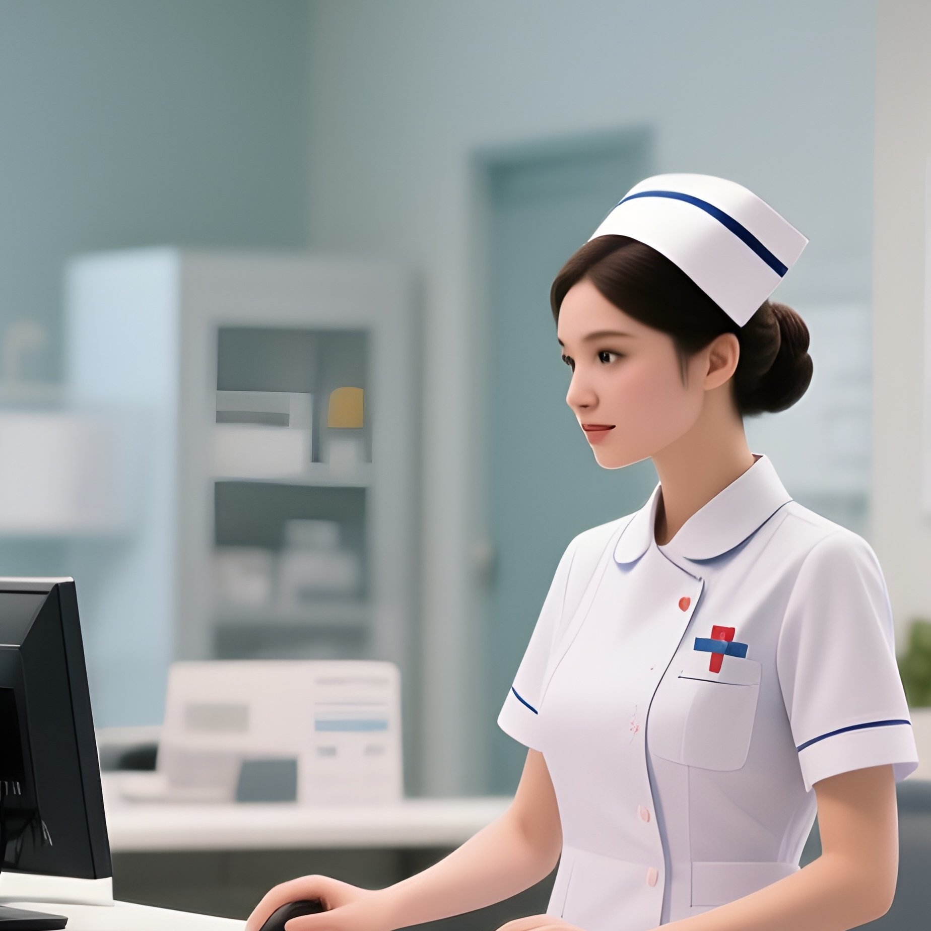 A Modern Nurse Station With Multiple Monitors And Charts - Full Resolution Quality Preview