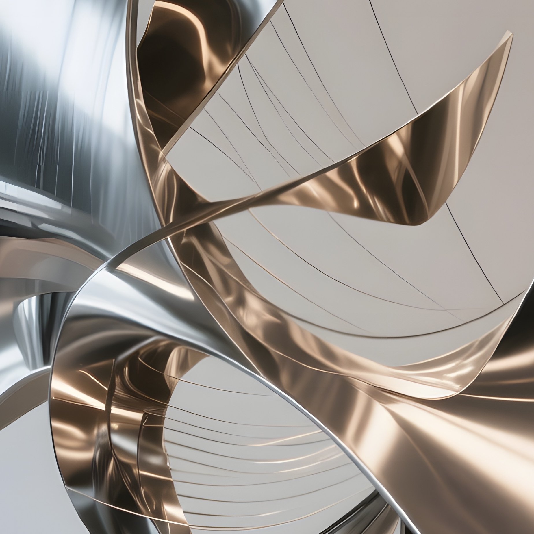 A Modern Office Lobby Featuring An Abstract Kinetic Sculpture Made Of Interlocking Metal Plates - Full Resolution Quality Preview
