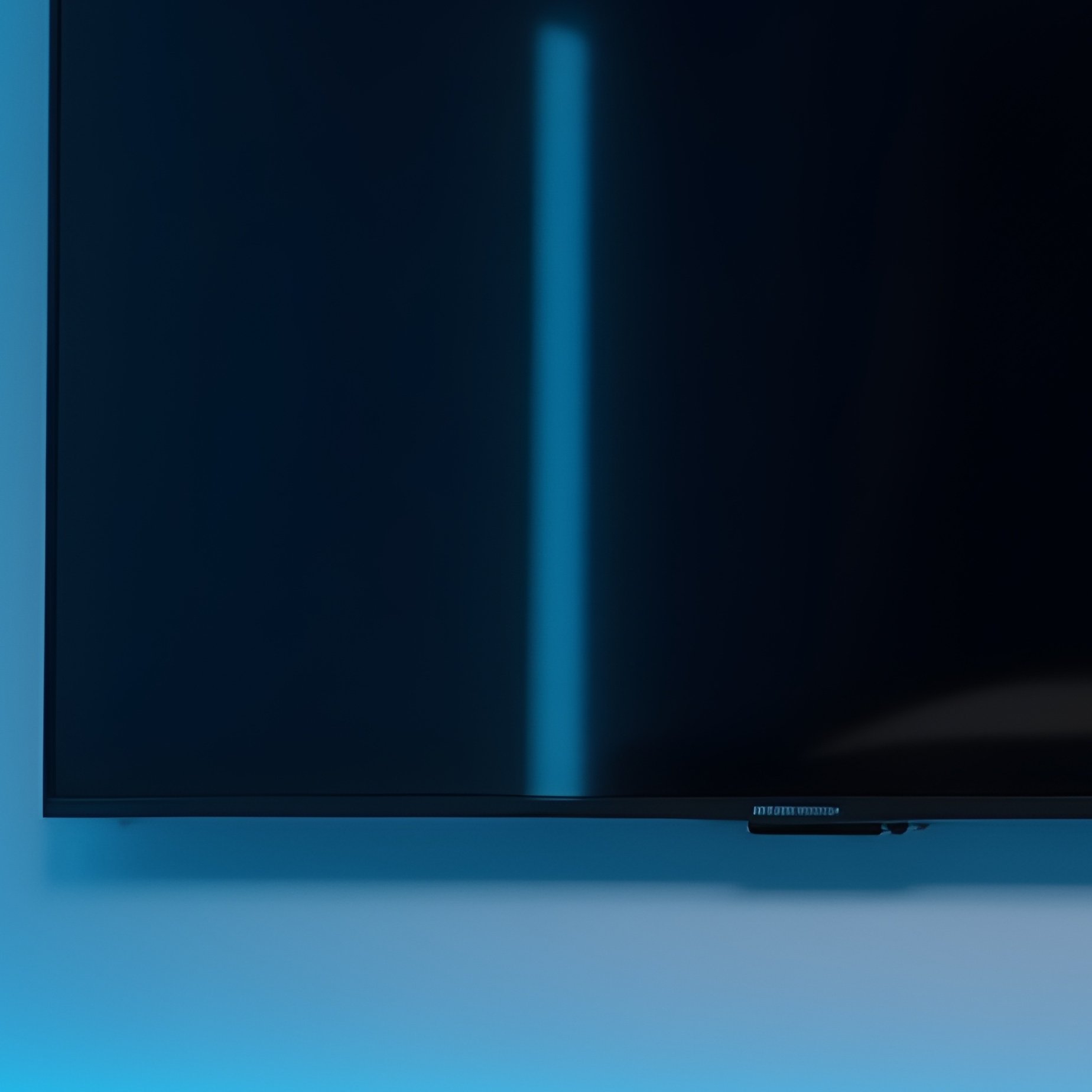 A Modern, Sleek Black Leather Recliner Chair Located In A High Tech Media Room, Featuring Ambient Blue Led Strip Lighting Installed Behind A Large Wall Mounted Tv Screen. - Full Resolution Quality Preview