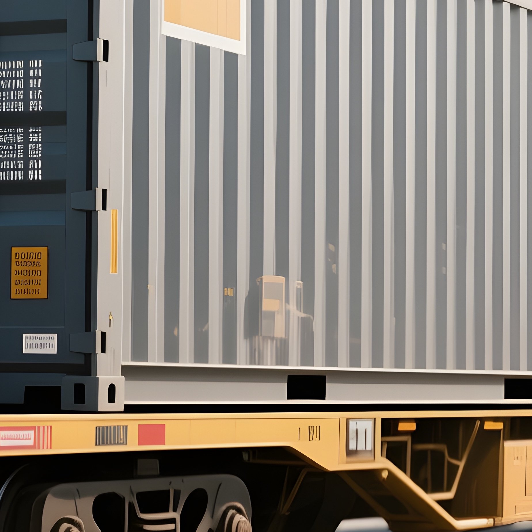 A Modular Container Hauler Waiting At A Rail Freight Yard - Full Resolution Quality Preview