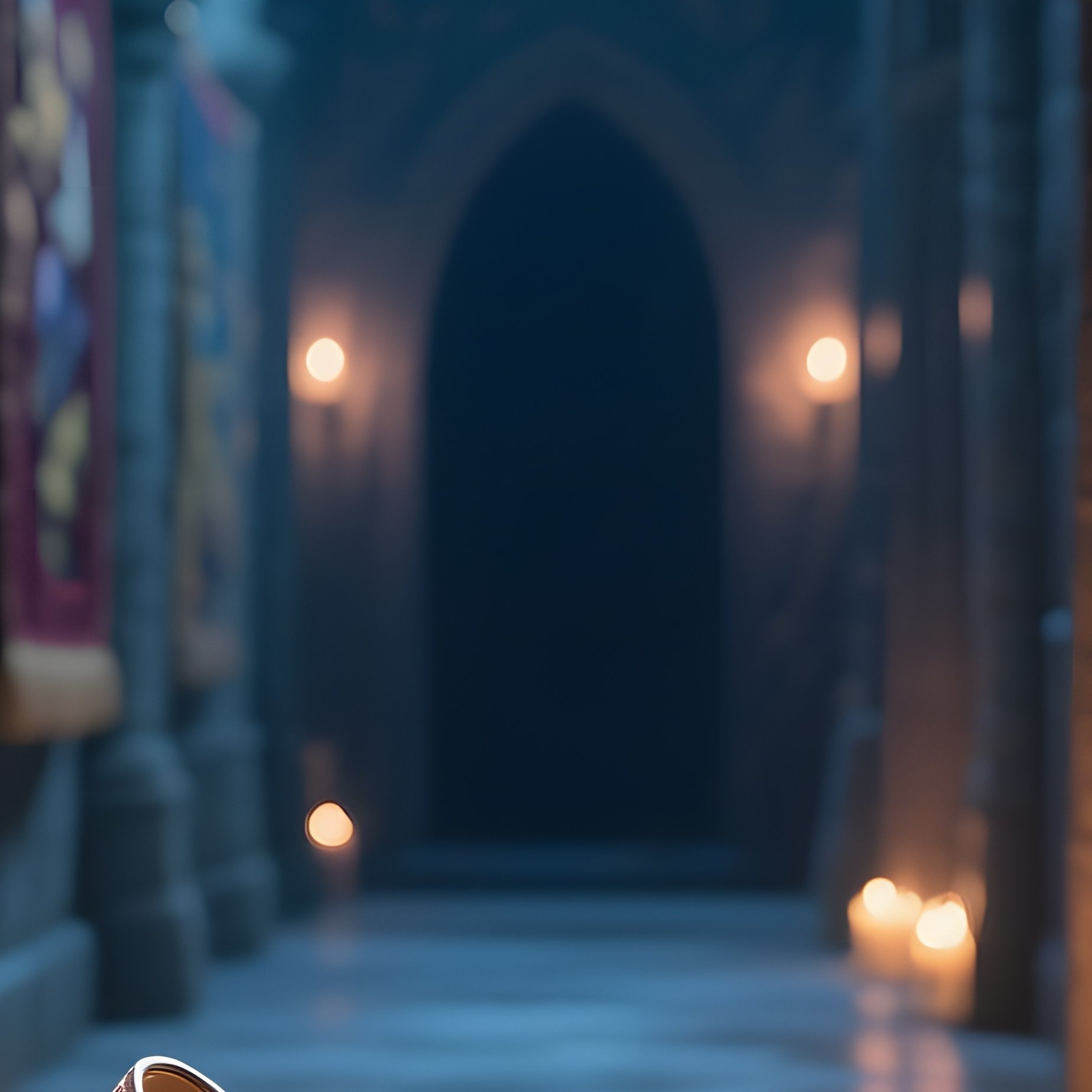 A Moonlit Castle Hallway Lined With Tapestries Depicting Grimm Tales, Cinderella’S Glass Slipper - Full Resolution Quality Preview
