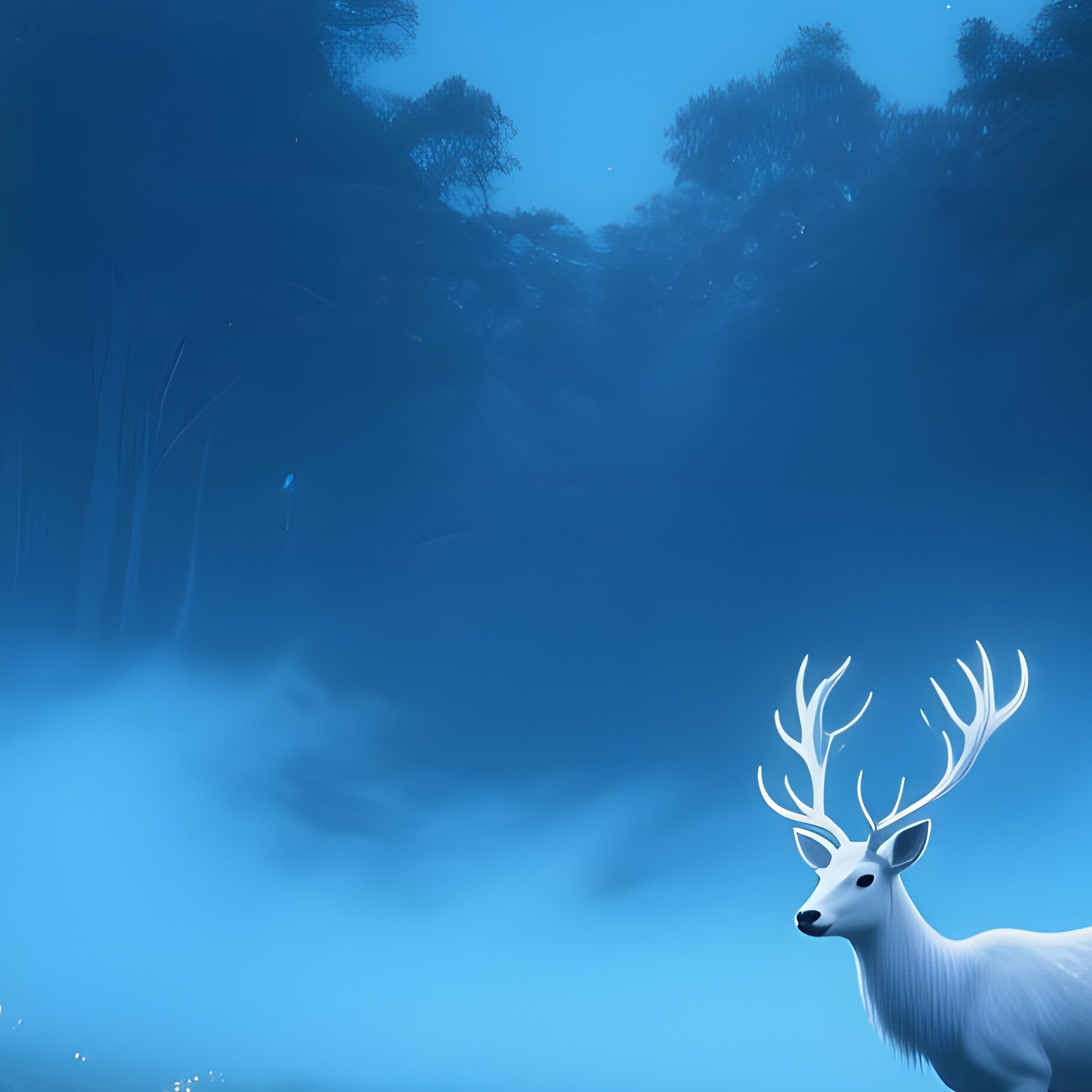 A Moonlit Enchanted Forest Clearing Where Towering Silver Birches Glow With Soft Blue Fireflies, A - Full Resolution Quality Preview