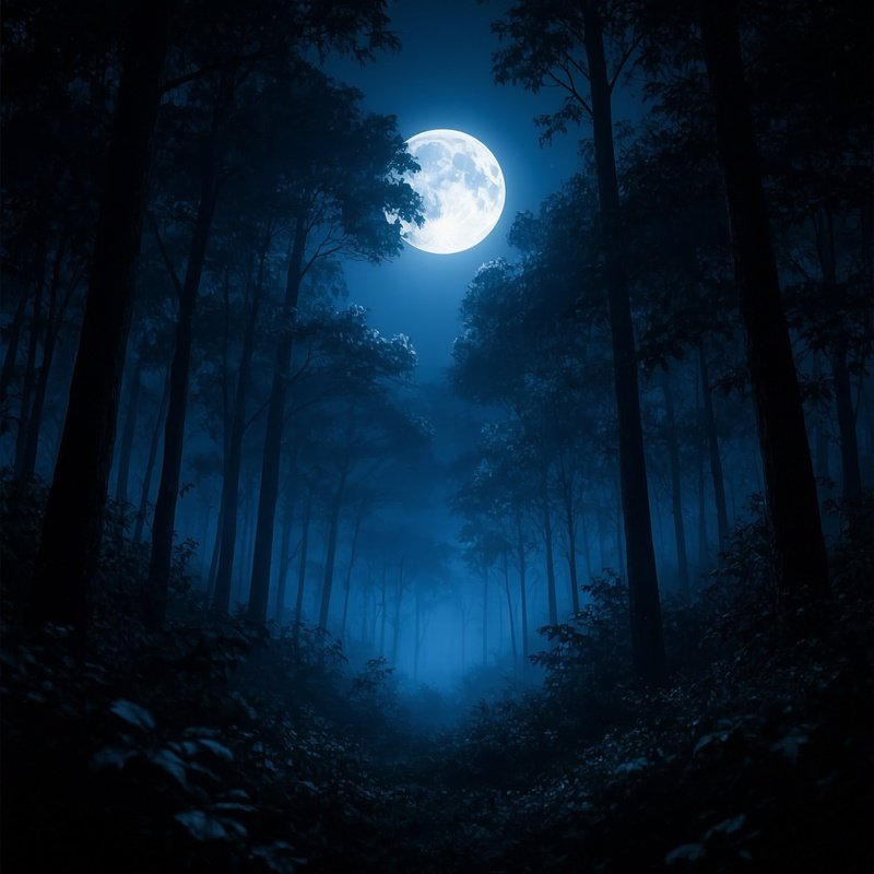 A Moonlit Forest Scene Forest Moon