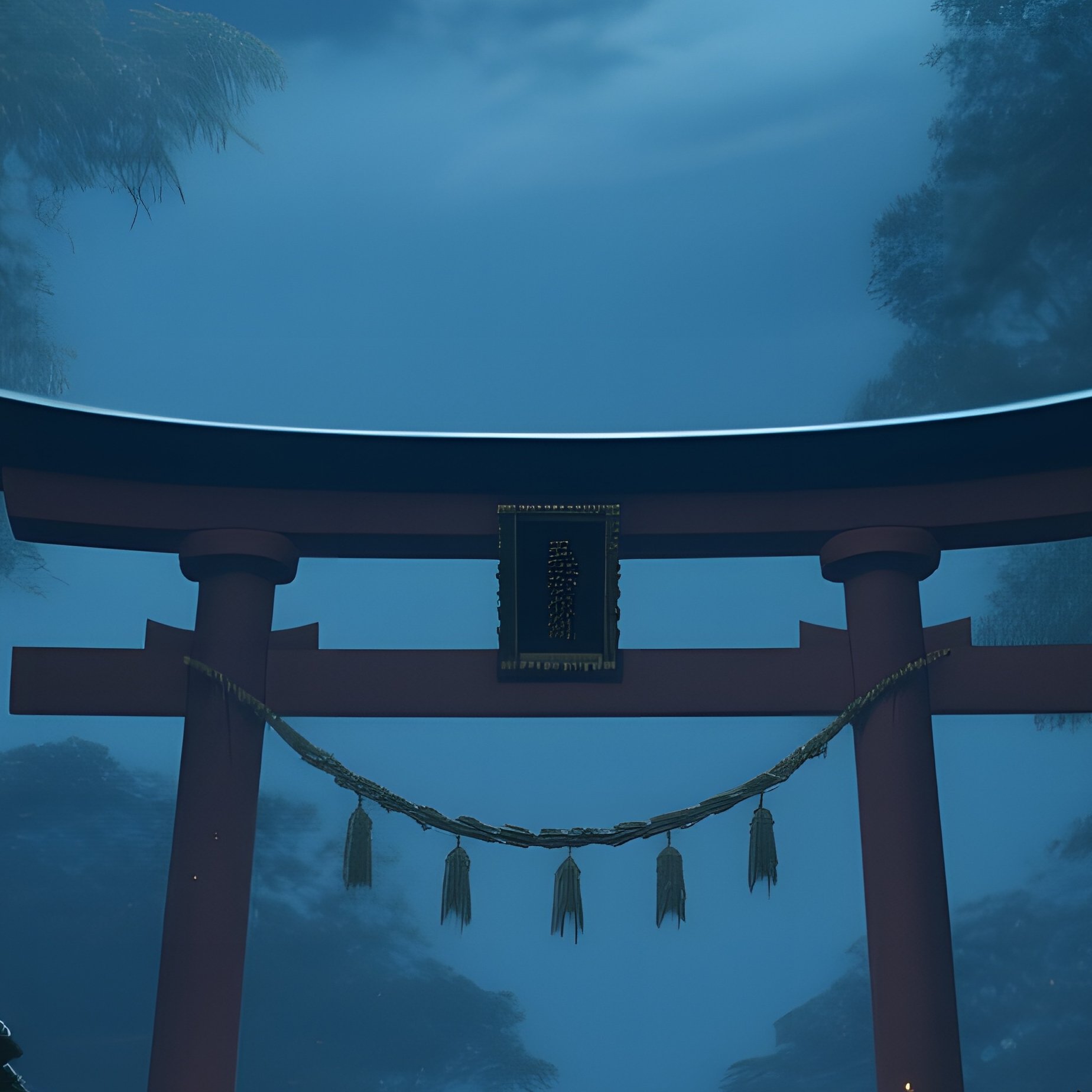 A Moonlit Night On A Japanese Bamboo Grove, Fireflies Flickering Among Towering Stalks, A Distant - Full Resolution Quality Preview