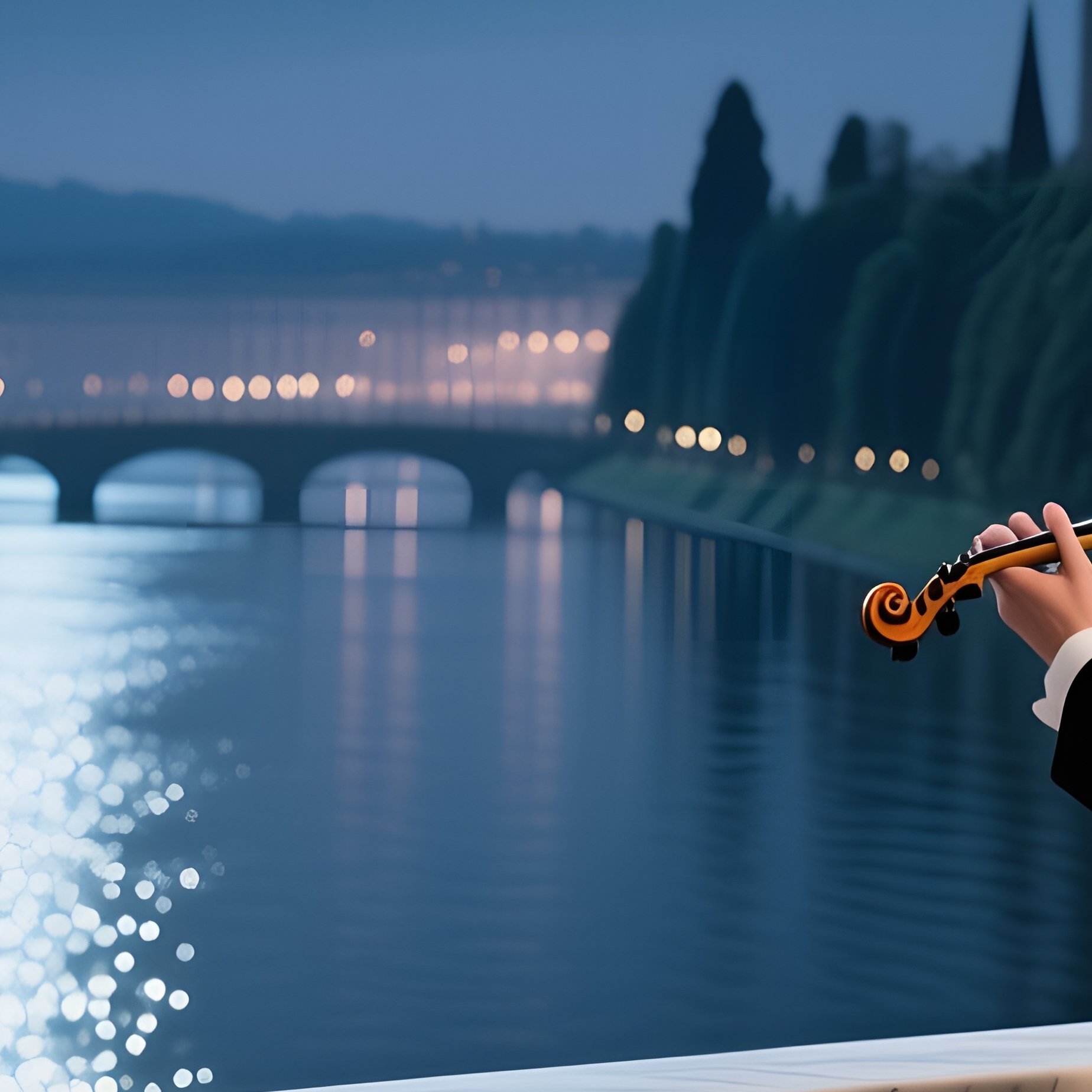 A Moonlit Palace Balcony Overlooking A Glittering River, Marble Balustrades Adorned With Cherubs, - Full Resolution Quality Preview