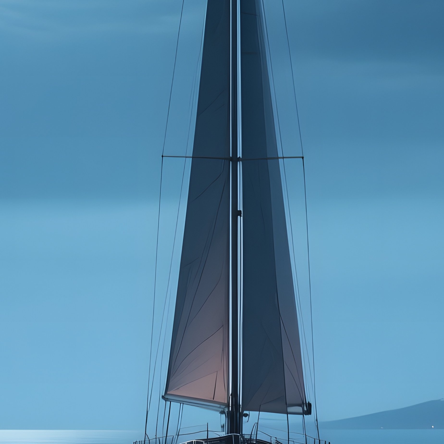 A Moonlit Sea Route Lined With Ancient Stone Lanterns, Their Soft Glow Guiding A Sleek Sailboat - Full Resolution Quality Preview