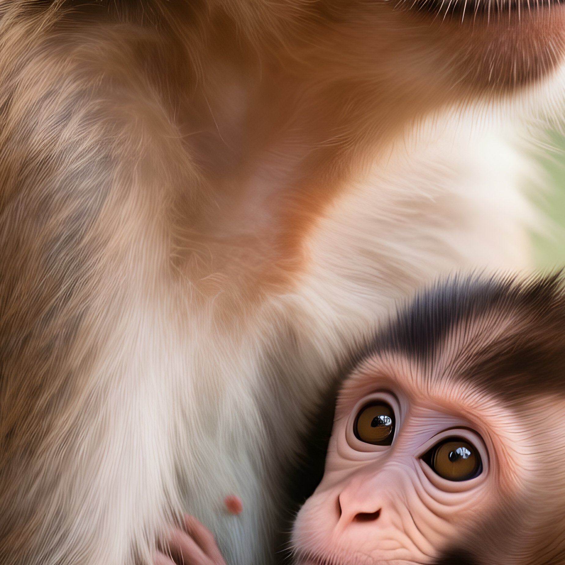 A Mother Monkey Holding Her Baby Wildlife Motherhood - Full Resolution Quality Preview