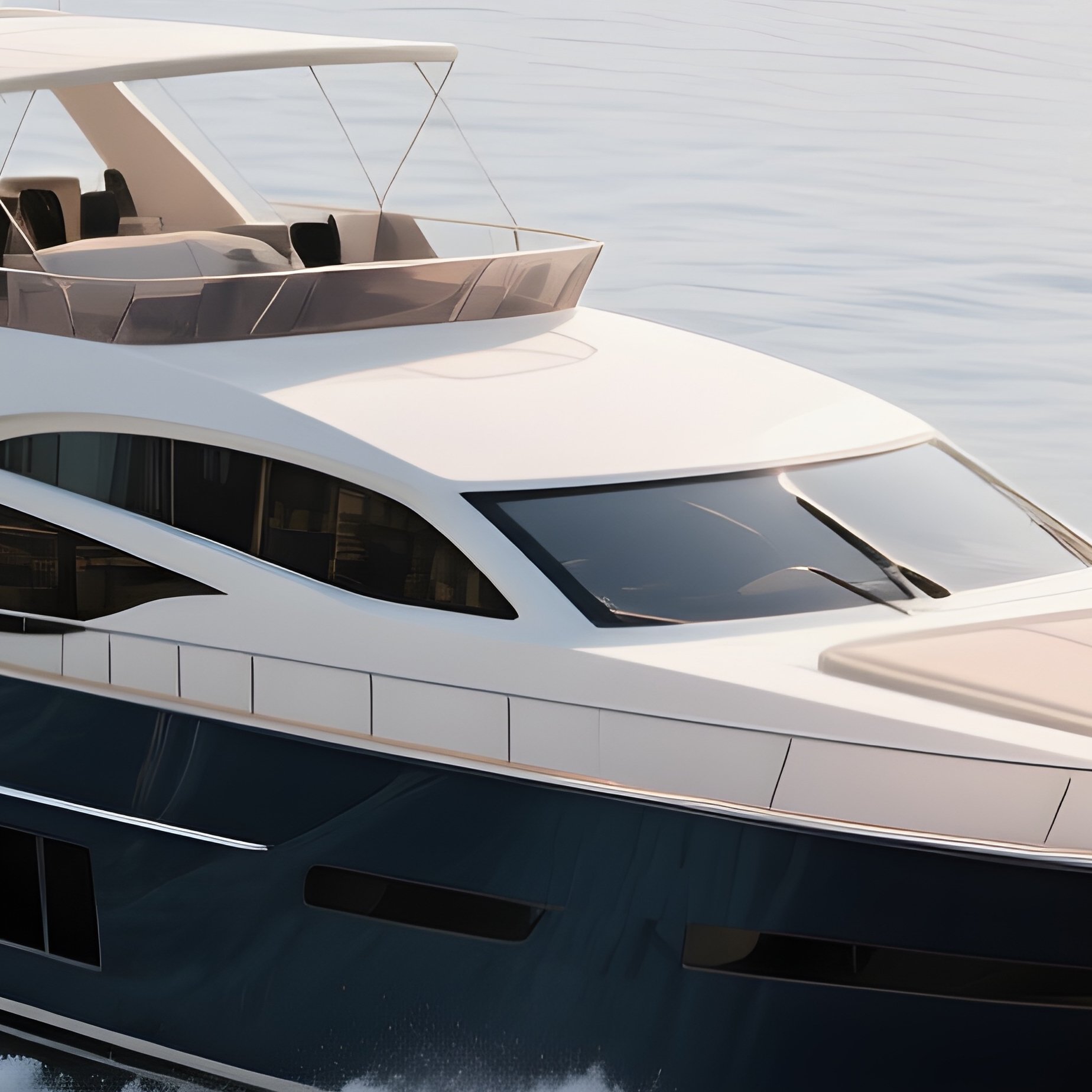 A Motor Yacht Cutting Across Shimmering Mediterranean Water - Full Resolution Quality Preview