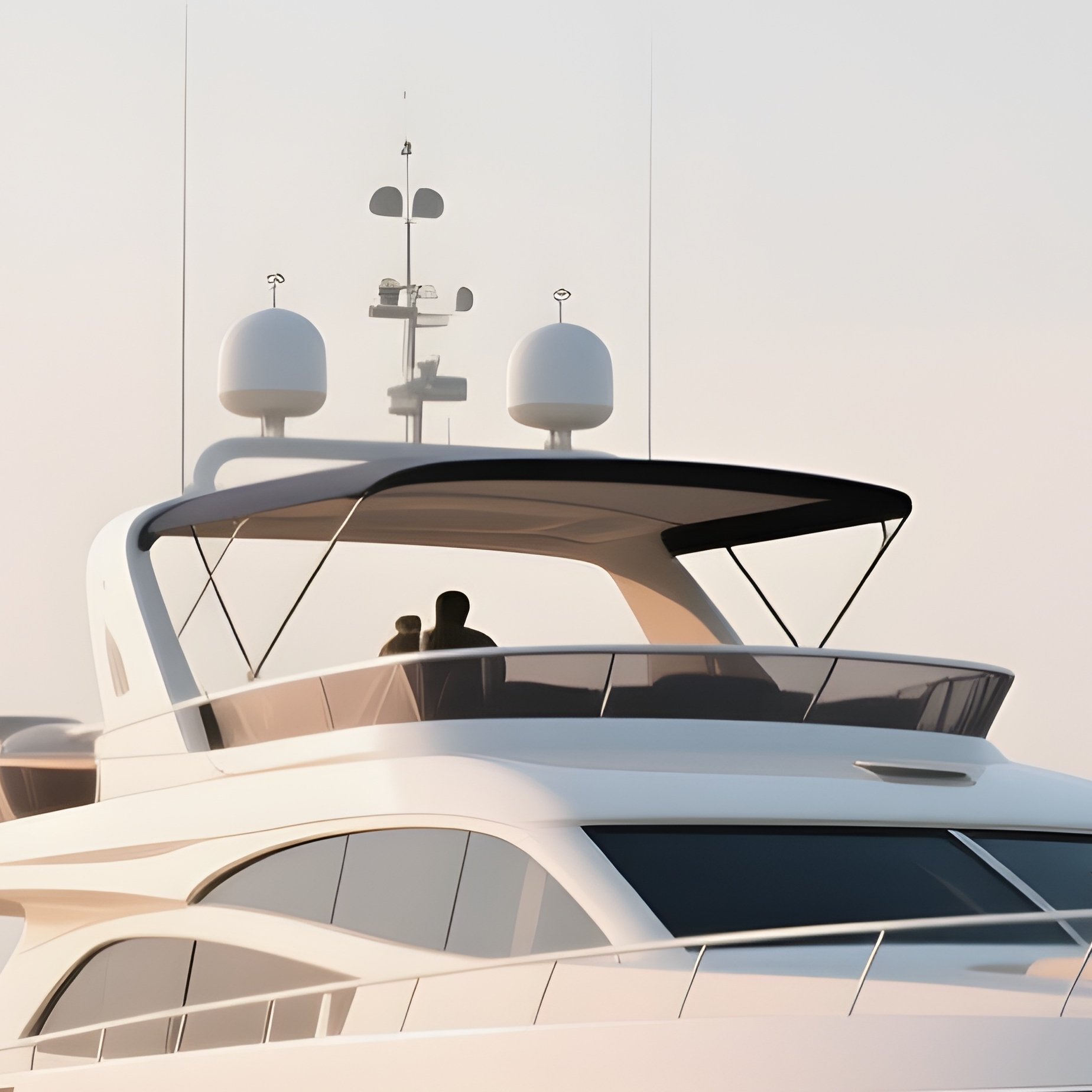 A Motor Yacht Passing A Lighthouse On Calm Seas - Full Resolution Quality Preview