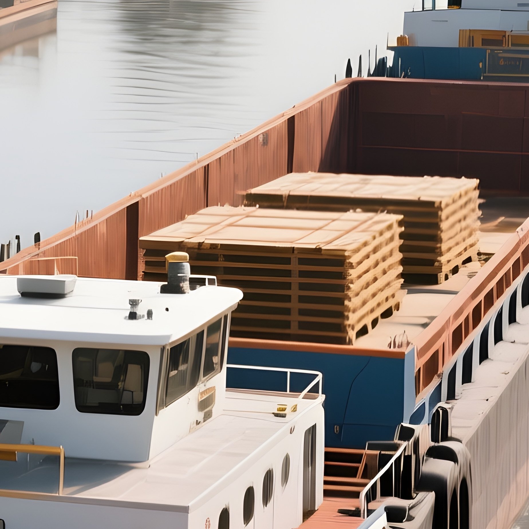 A Motorized Barge Delivering Construction Materials Along A Canal - Full Resolution Quality Preview