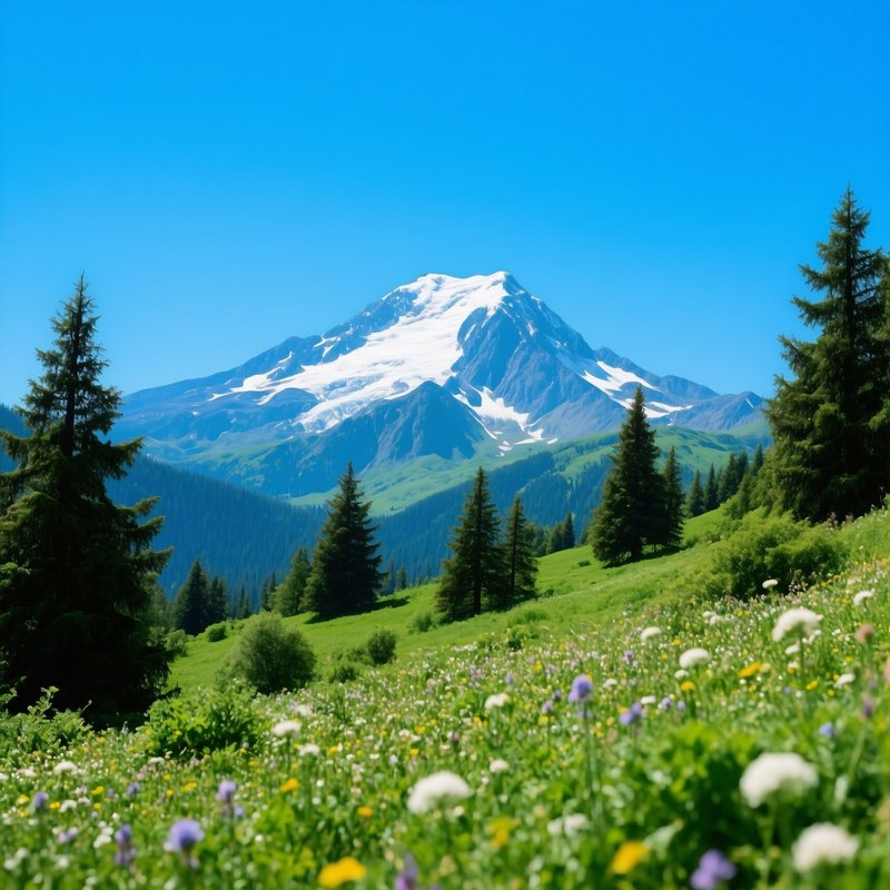 A Mountain Landscape With A Prominent Peak Landscape Mountain