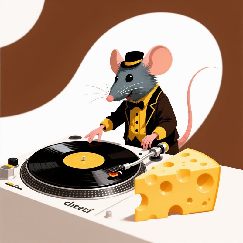 A Mouse Dj With A Cheese Turntable Scene