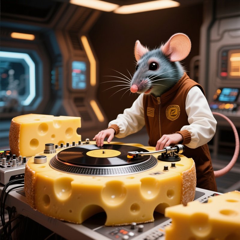 A Mouse Dj With A Cheese Turntable Science Fiction