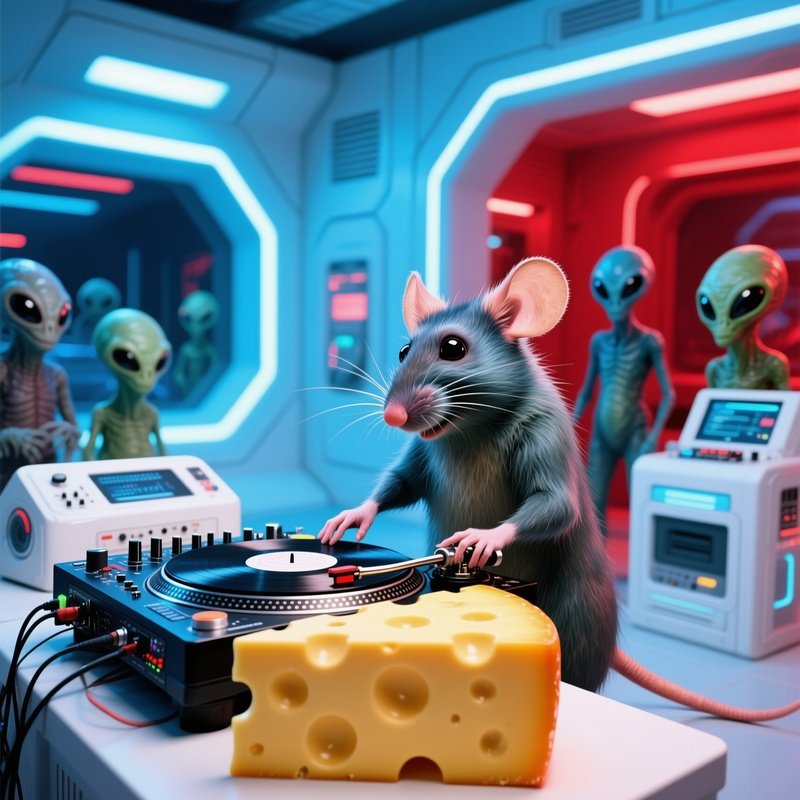 A Mouse Dj With A Cheese Turntable Science Fiction