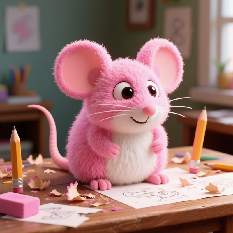 A Mouse Shaped Giant Pink Rubber Eraser