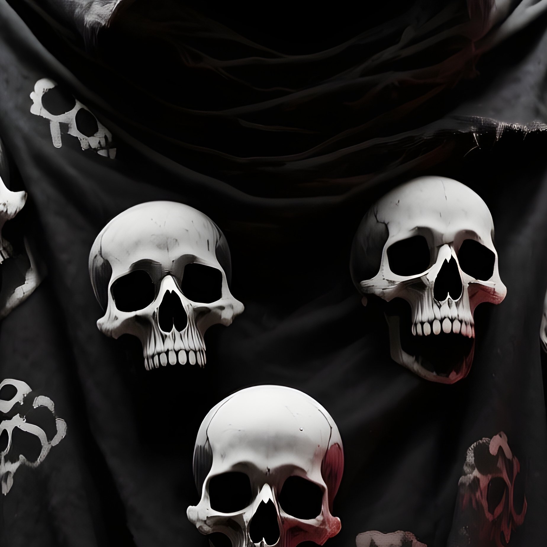 A Mysterious Figure Surrounded By Skulls And Fog Mystery Horror - Full Resolution Quality Preview