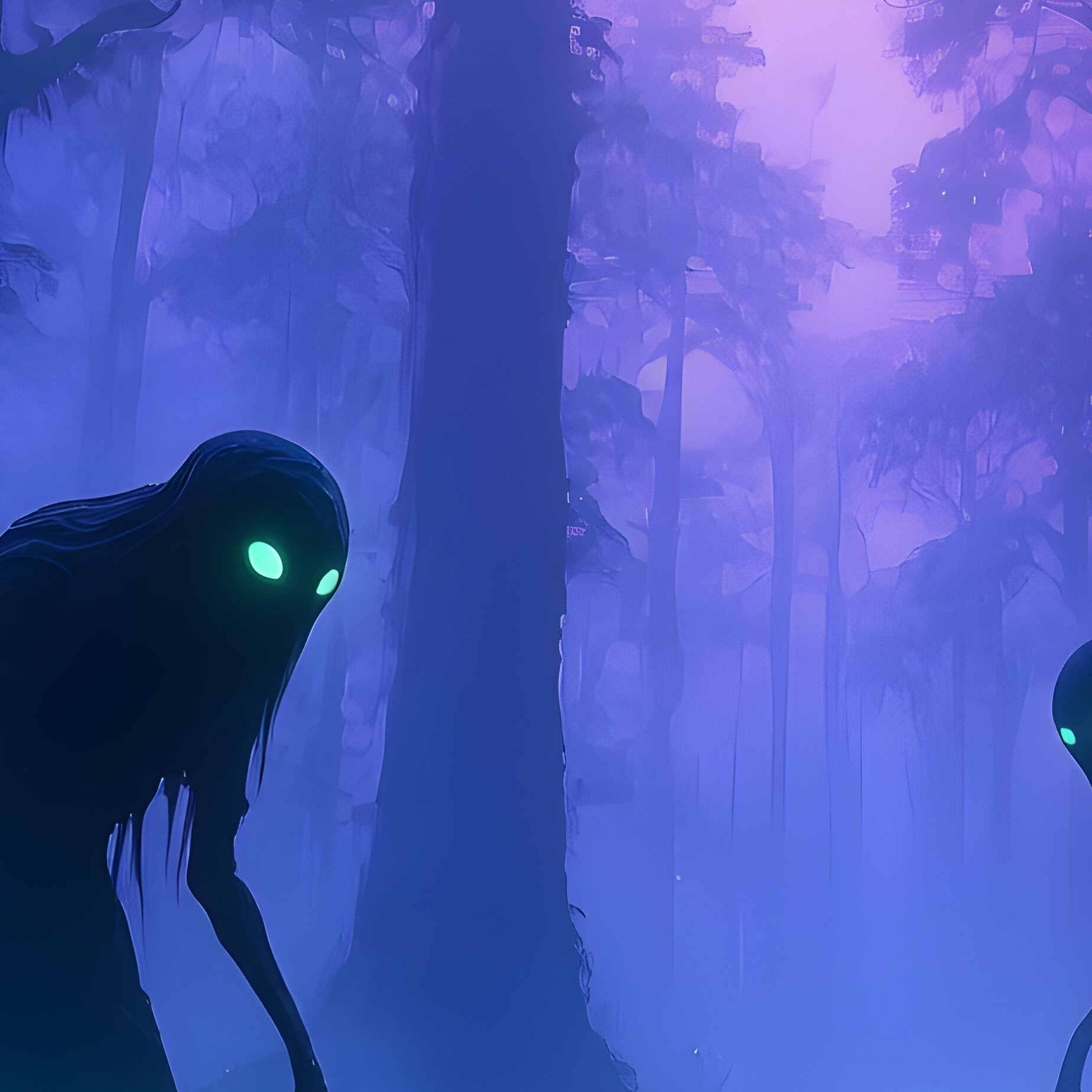 A Mystical Forest At Dusk With Glowing Creatures - Full Resolution Quality Preview