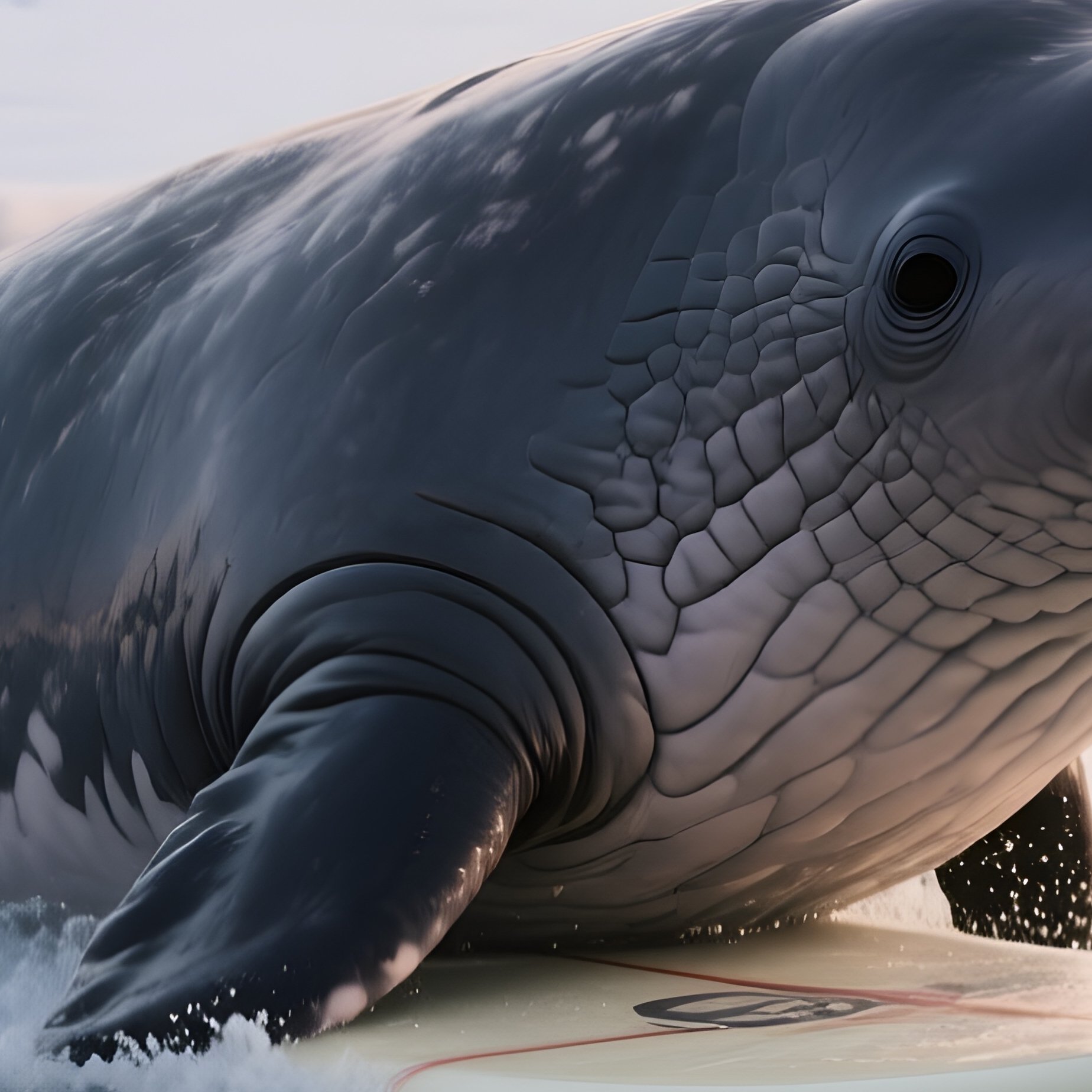 A Narwhal Surfacing Through Cracked Arctic Ice At Dawn. - Full Resolution Quality Preview