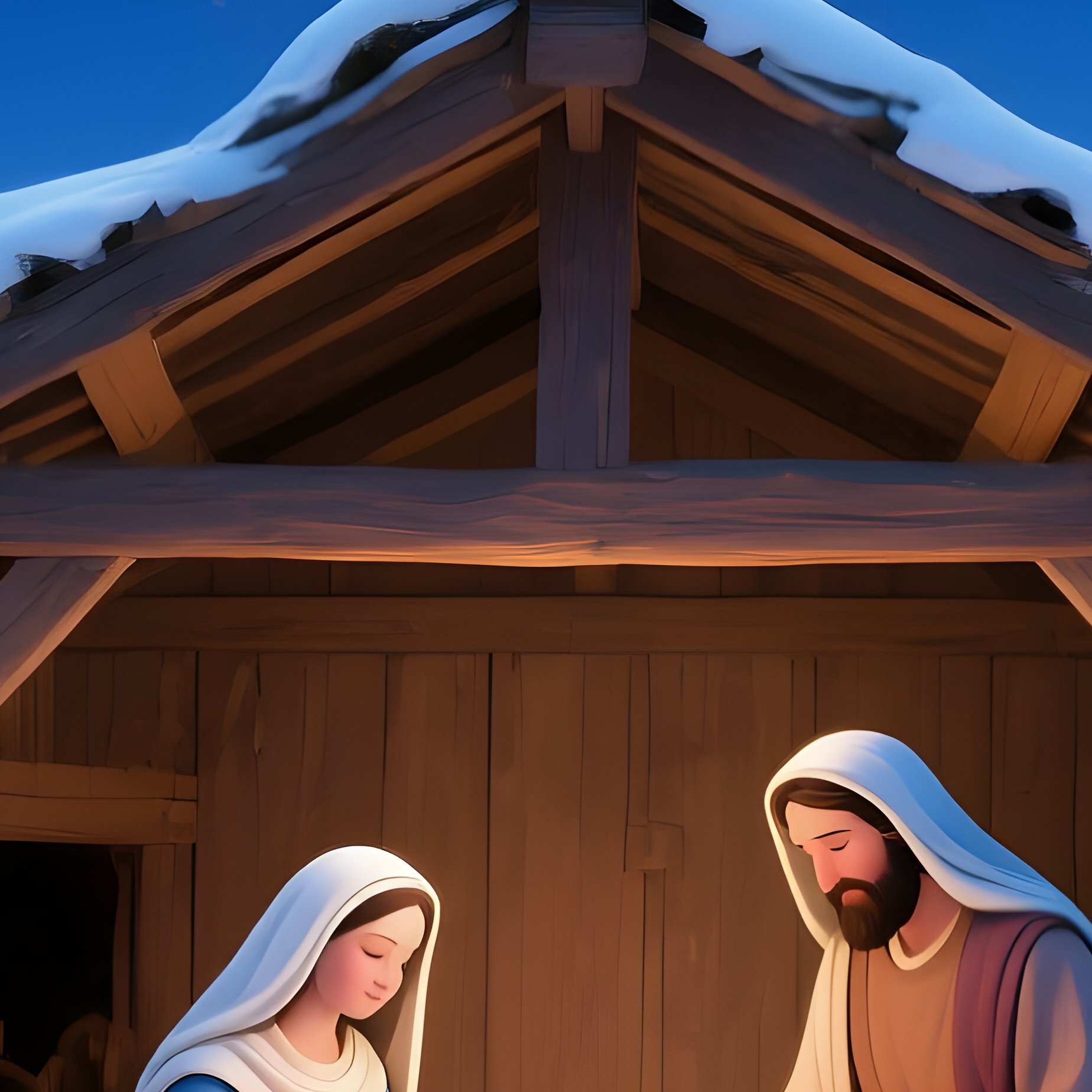 A Nativity Scene Set In A Winter Landscape Nativity Winter - Full Resolution Quality Preview