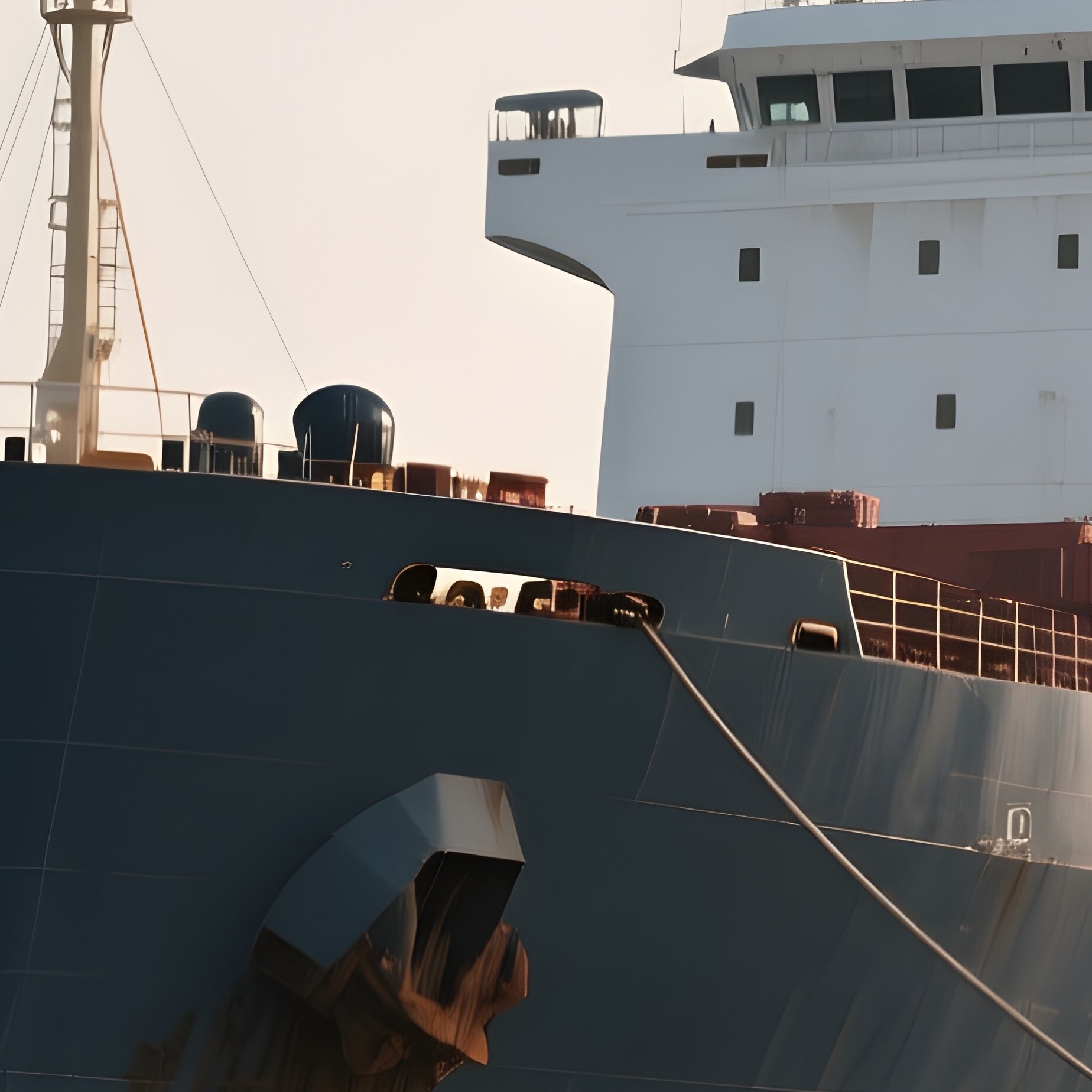 A Naval Supply Ship Refueling At A Quiet Anchorage - Full Resolution Quality Preview