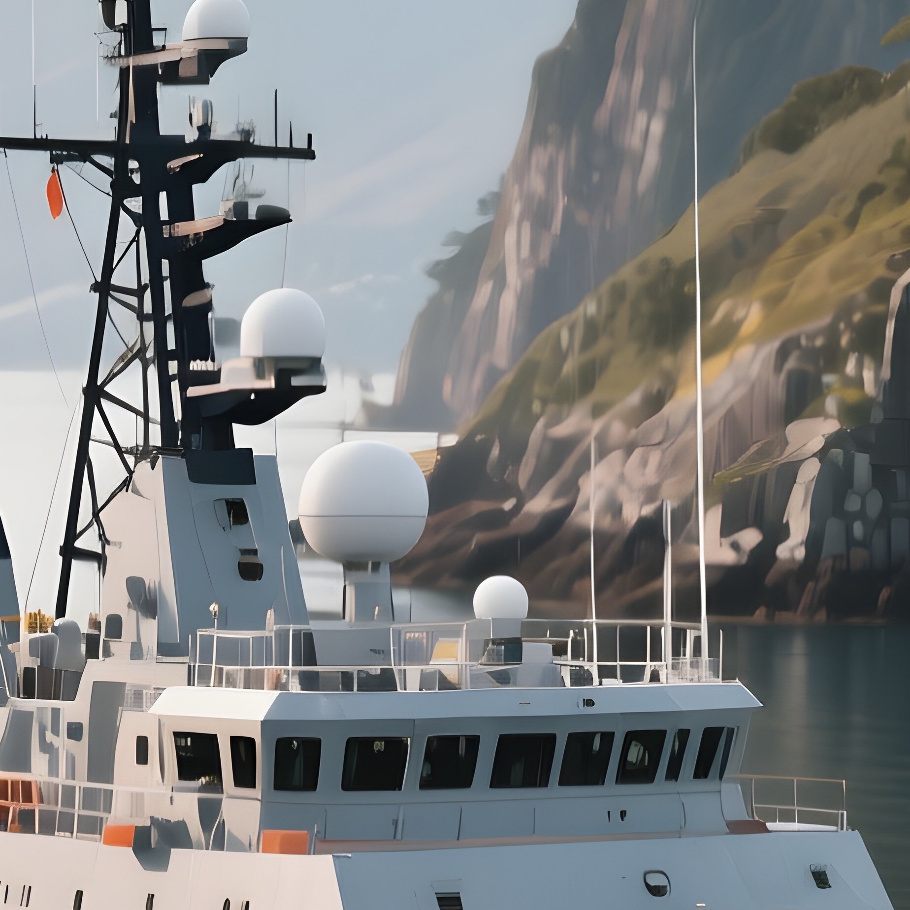 A Navy Cutter Cruising Near A Sheltered Bay - Full Resolution Quality Preview