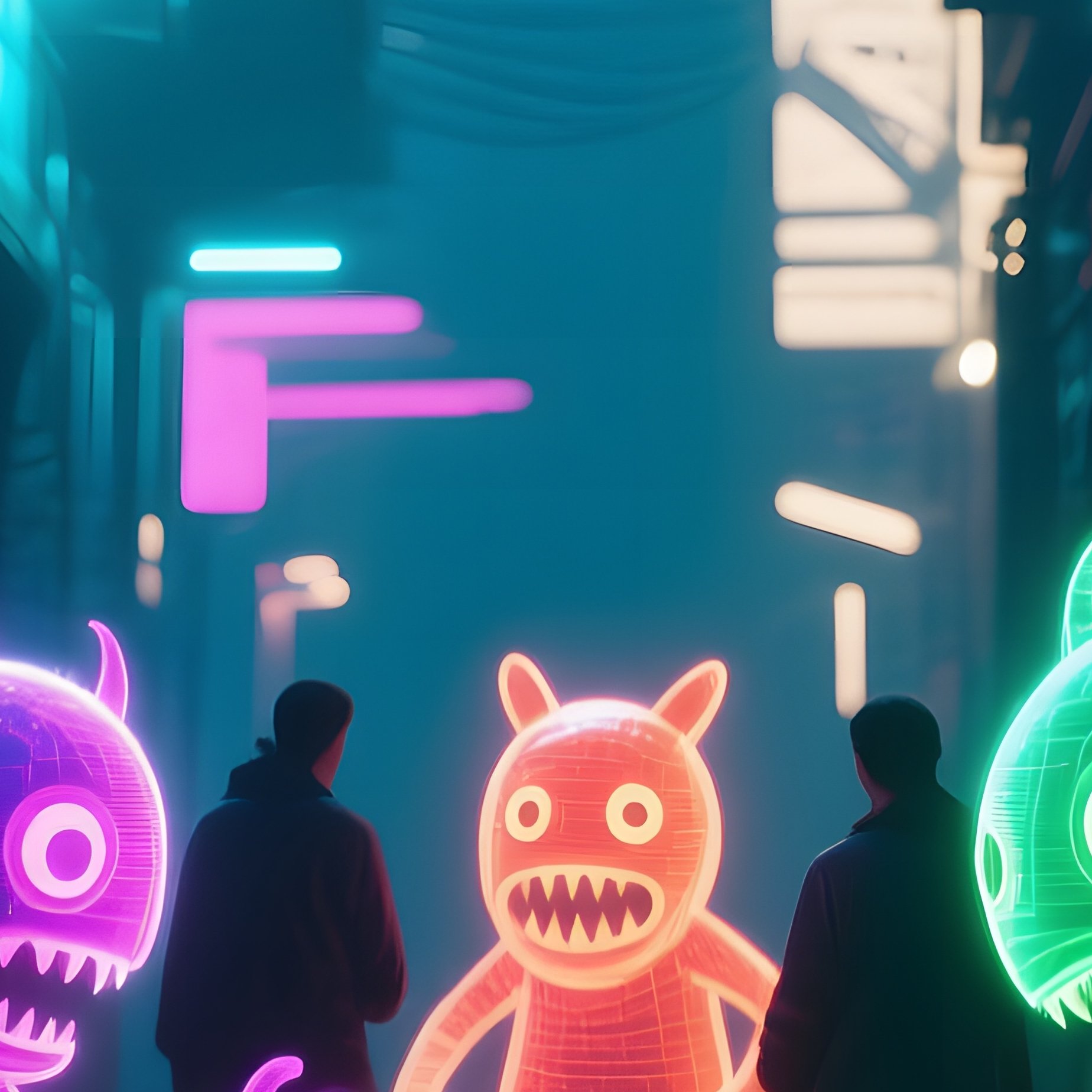 A Neon Lit Cyberpunk Alley Where Graffiti Transforms Into Three Dimensional Holographic Creatures - Full Resolution Quality Preview