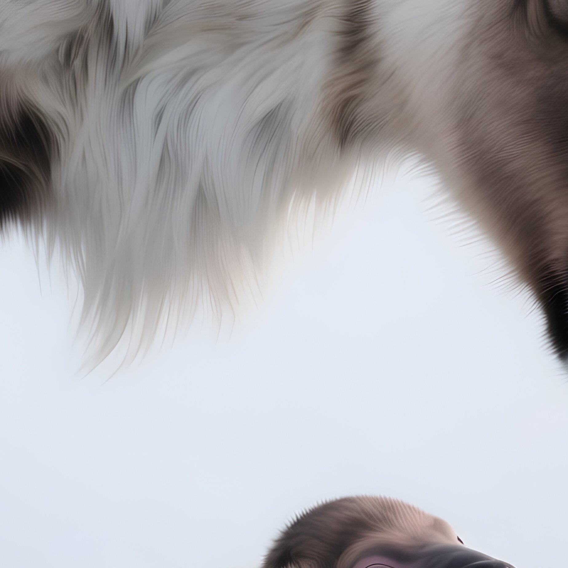 A Newborn Reindeer Standing Beside Its Mother In Arctic Fog. - Full Resolution Quality Preview