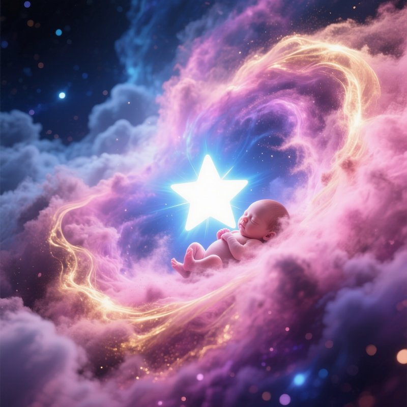 A Newborn Star Forming Inside A Glowing Nebula Dust Cloud