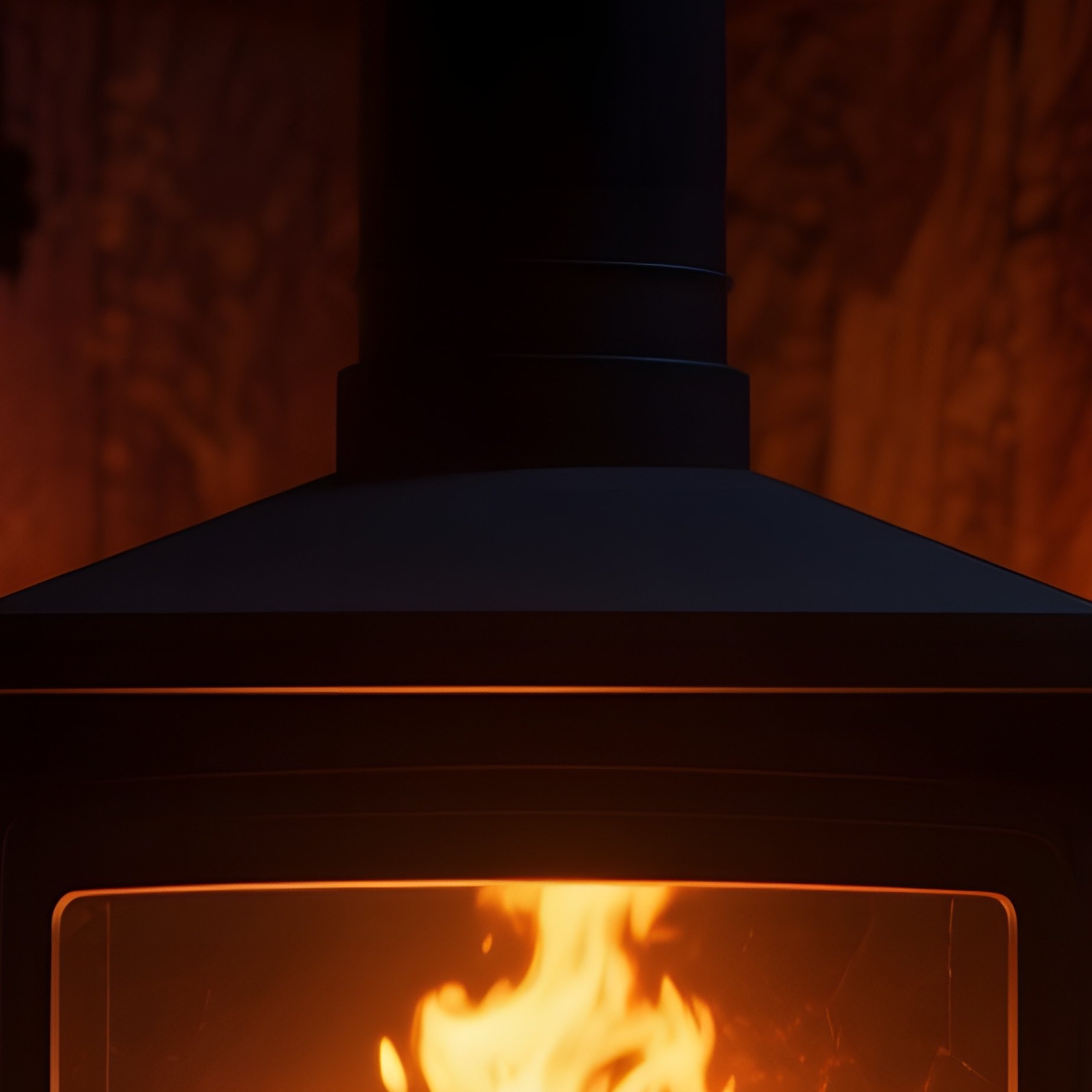 A Night‑Time Scene Of A Cabin Interior Lit By A Flickering Fireplace, Casting Amber Glows On Rough - Full Resolution Quality Preview