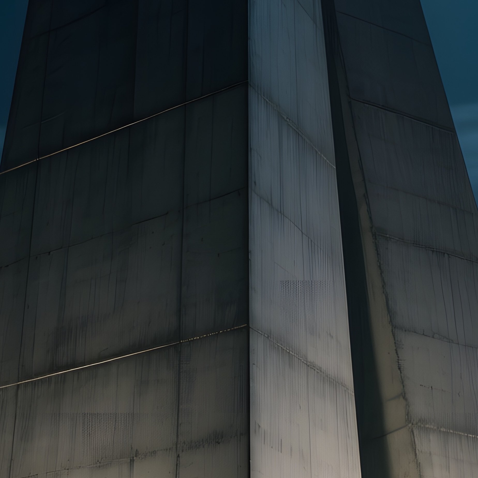 A Night Time Shot Of An Angular Concrete Monument Illuminated By Subtle Ground Lights, Creating - Full Resolution Quality Preview