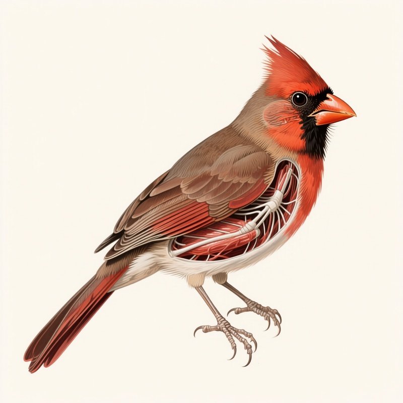 A Northern Cardinal In A Scientific Illustration