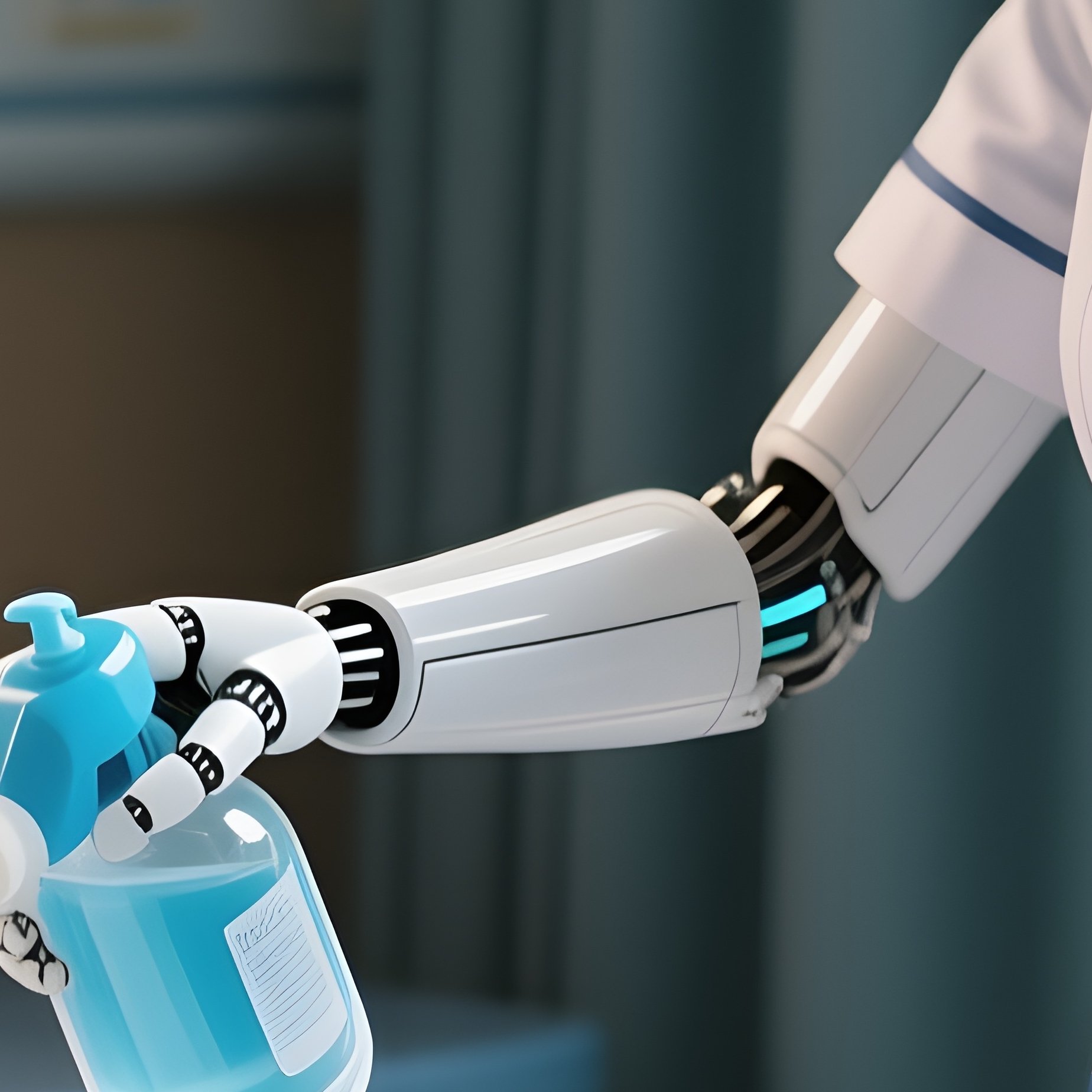 A Nurse Disinfecting A Patient’S Bed Rails - Full Resolution Quality Preview