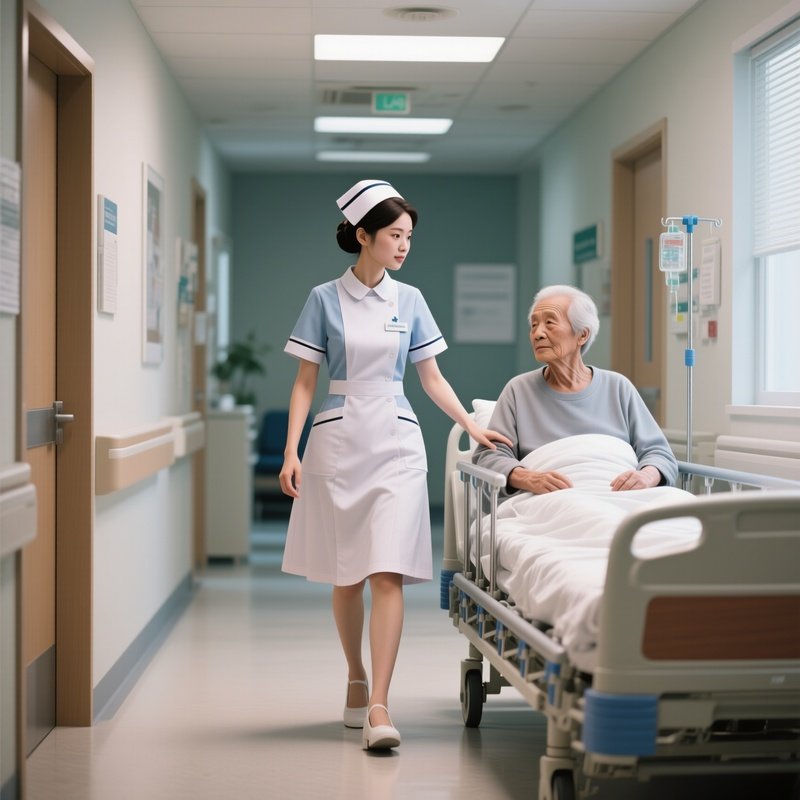 A Nurse Escorting A Patient To An Outpatient Clinic