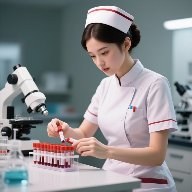 A Nurse Labeling Specimen Tubes For The Lab