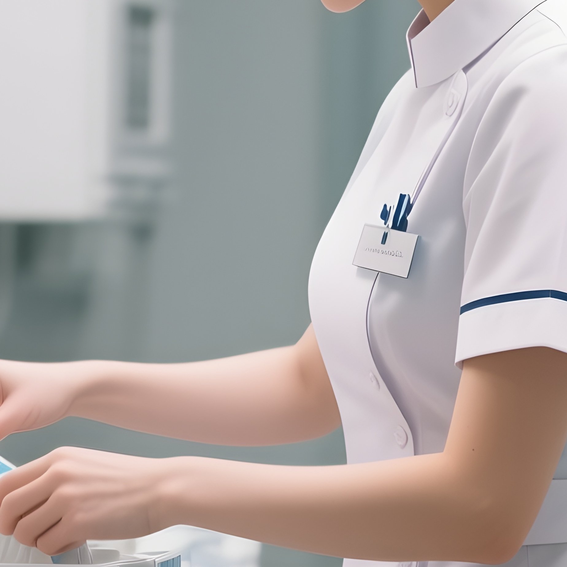A Nurse Organizing Medical Supplies In A Clean Utility Room - Full Resolution Quality Preview