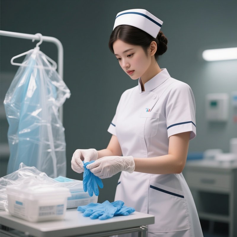 A Nurse Restocking Gloves And Disposable Gowns