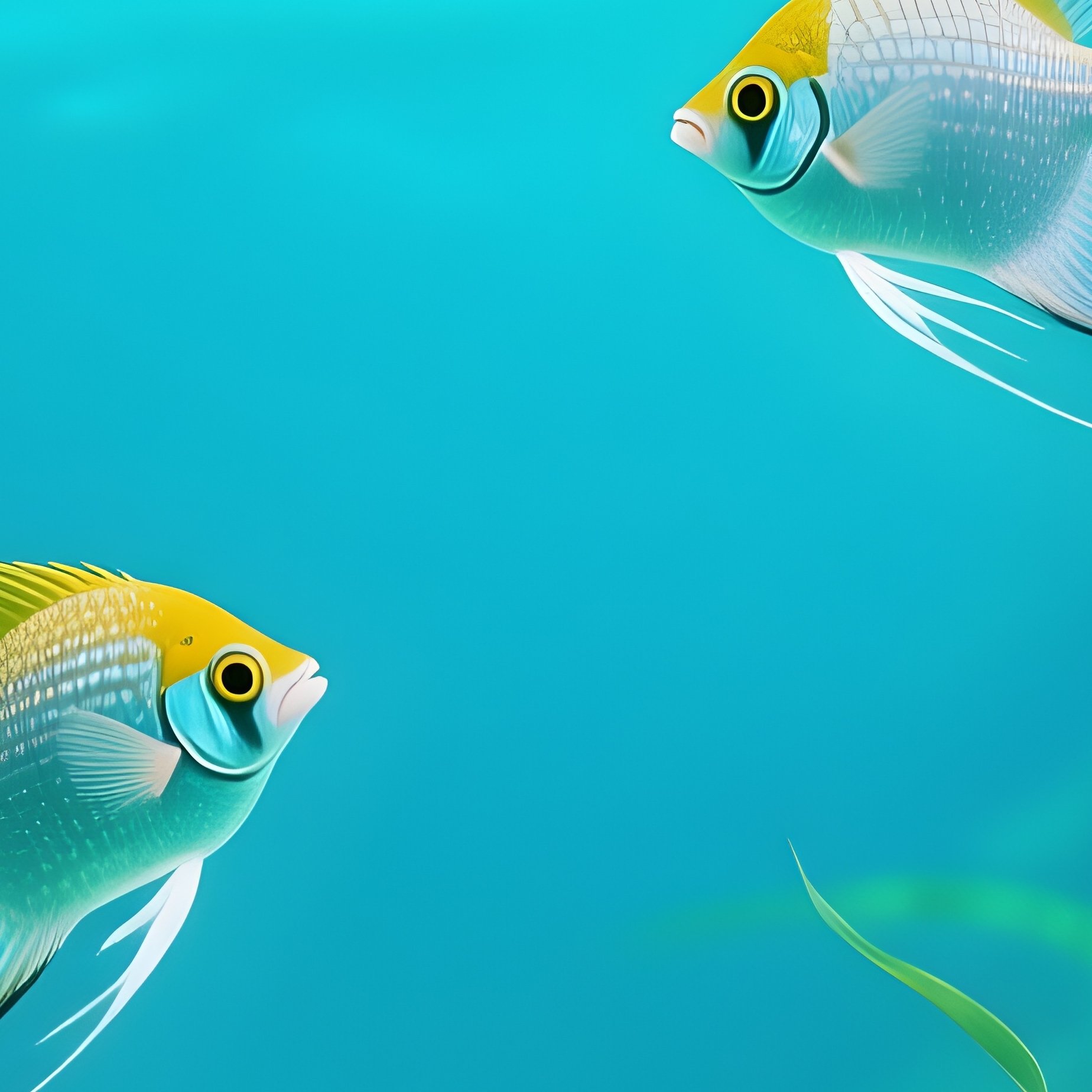 A Pair Of Angelfish Gliding Gracefully Through Tall Vallisneria - Full Resolution Quality Preview