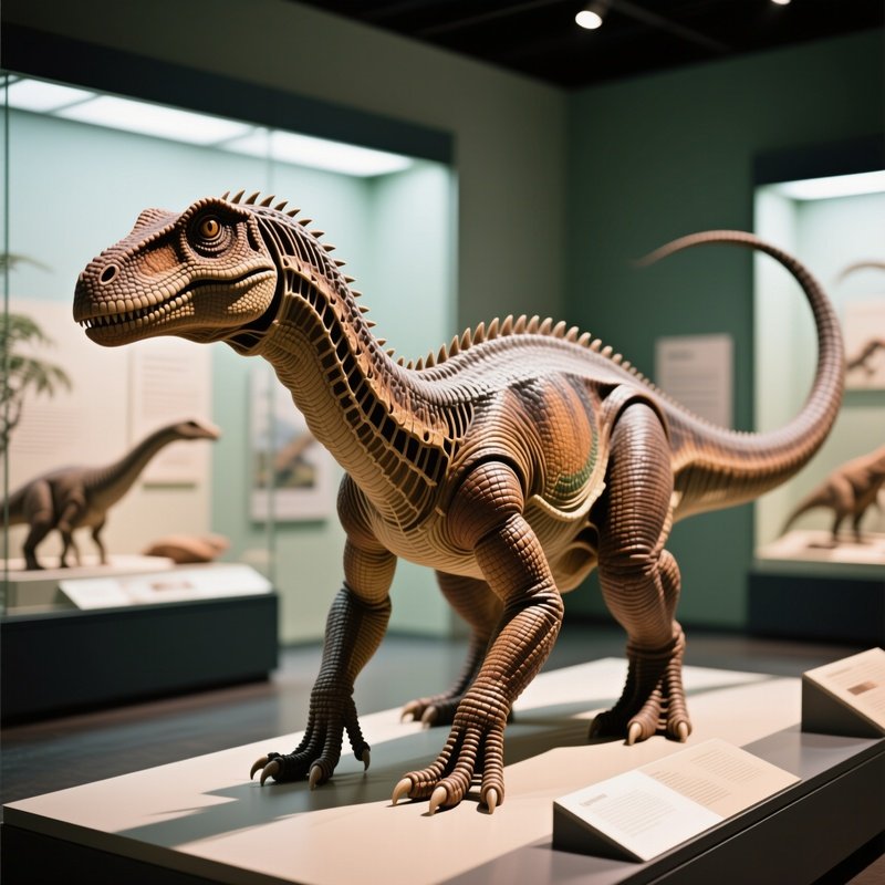 A Palaeontological Exhibition With An Iguanodon Replica