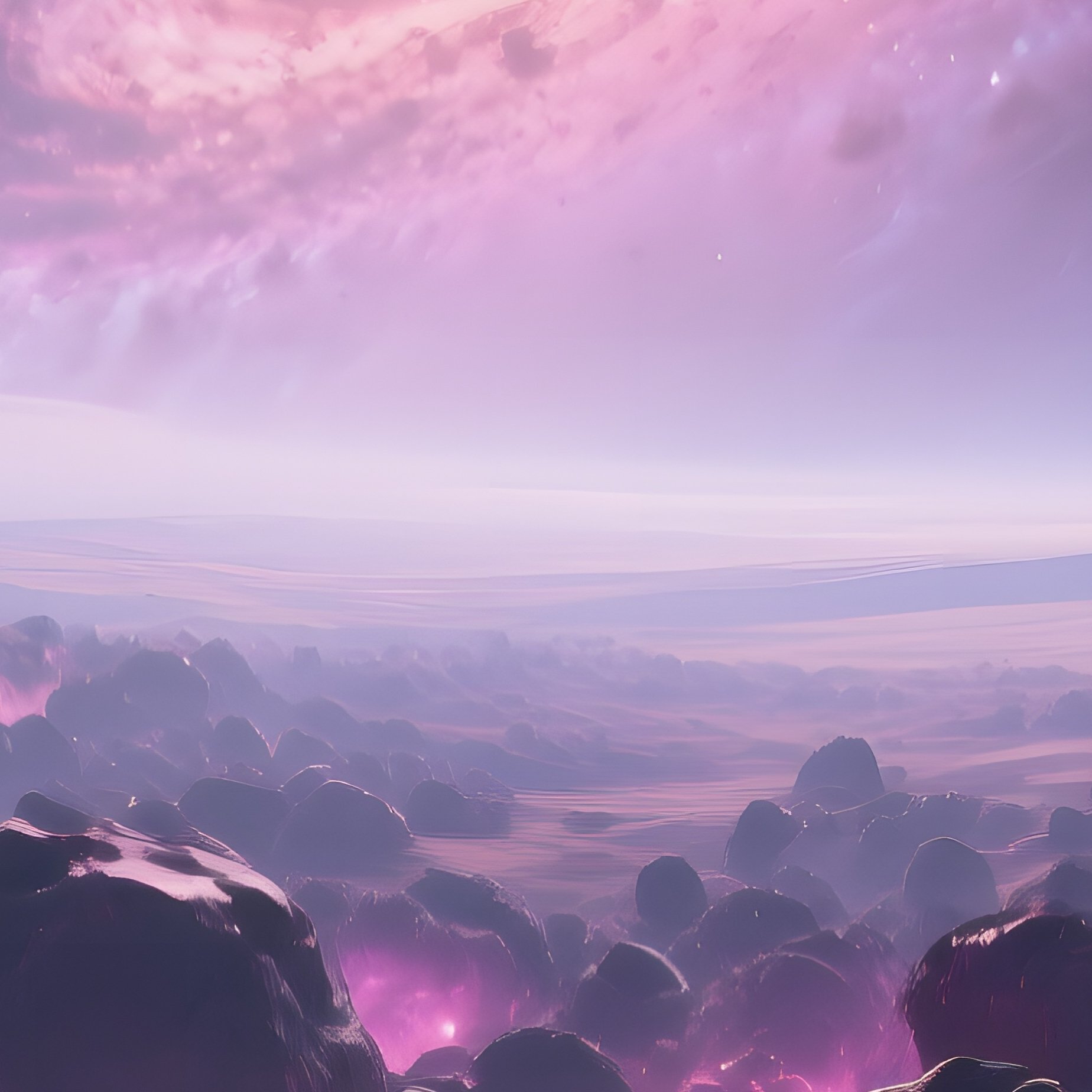 A Panoramic Vista Of A Distant Galaxy’S Core Visible Through Gaps Between Densely Packed Asteroids, - Full Resolution Quality Preview