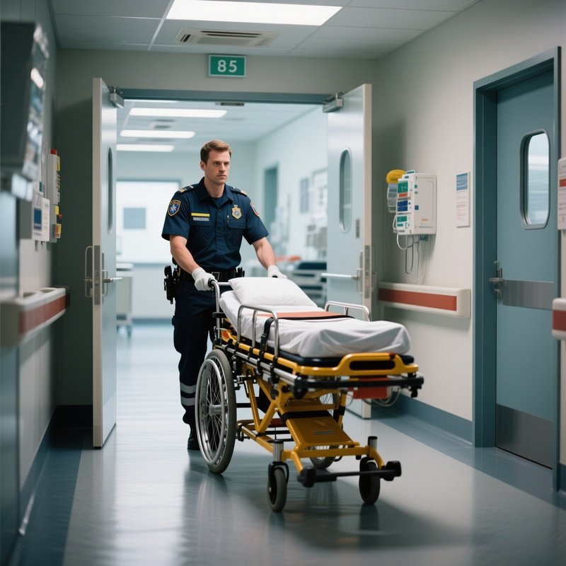 A Paramedic Wheeling A Stretcher Into The Emergency Department